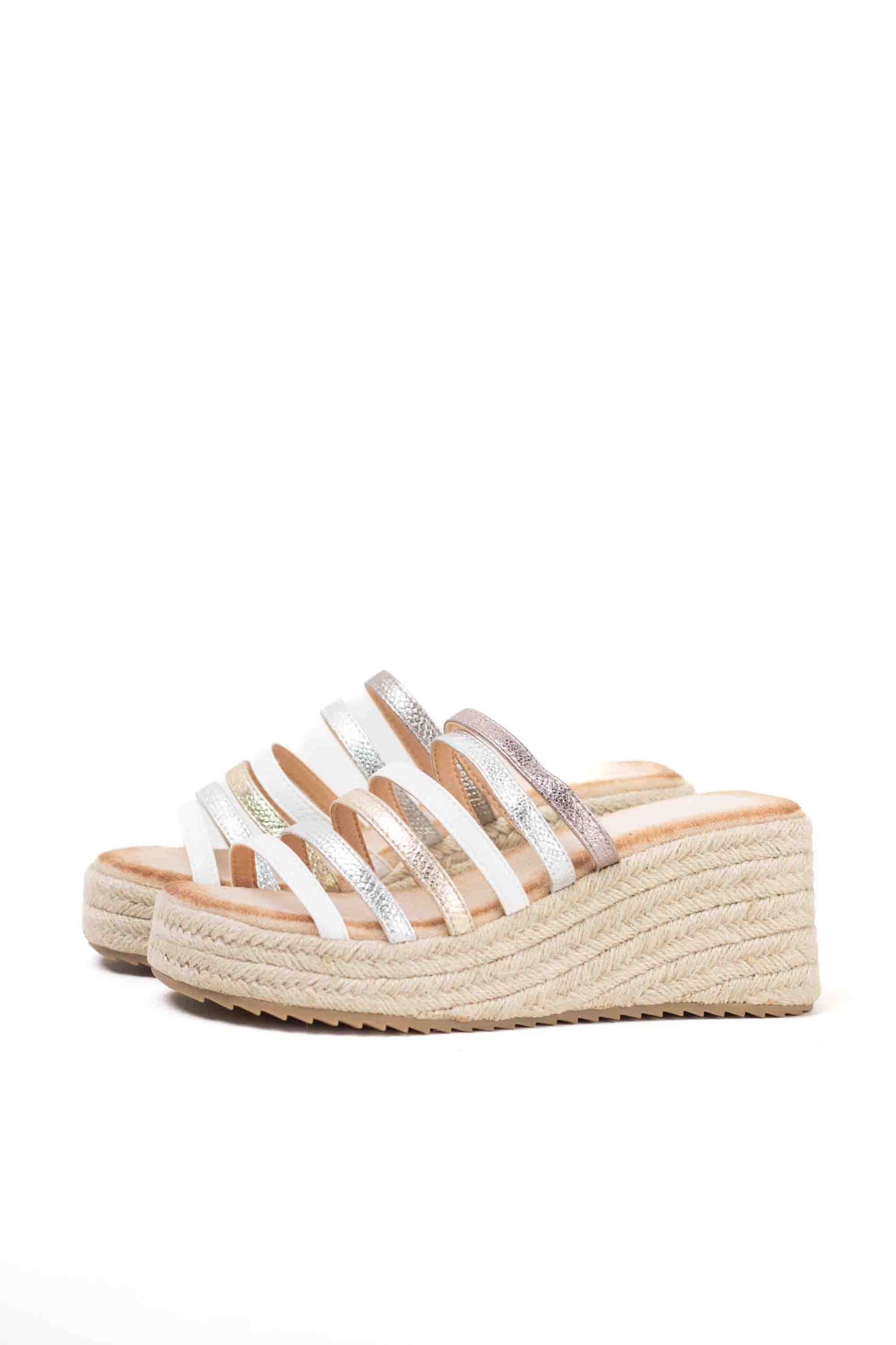 sandalias cunas espartos mujer plantilla almohadilla Blanco 36