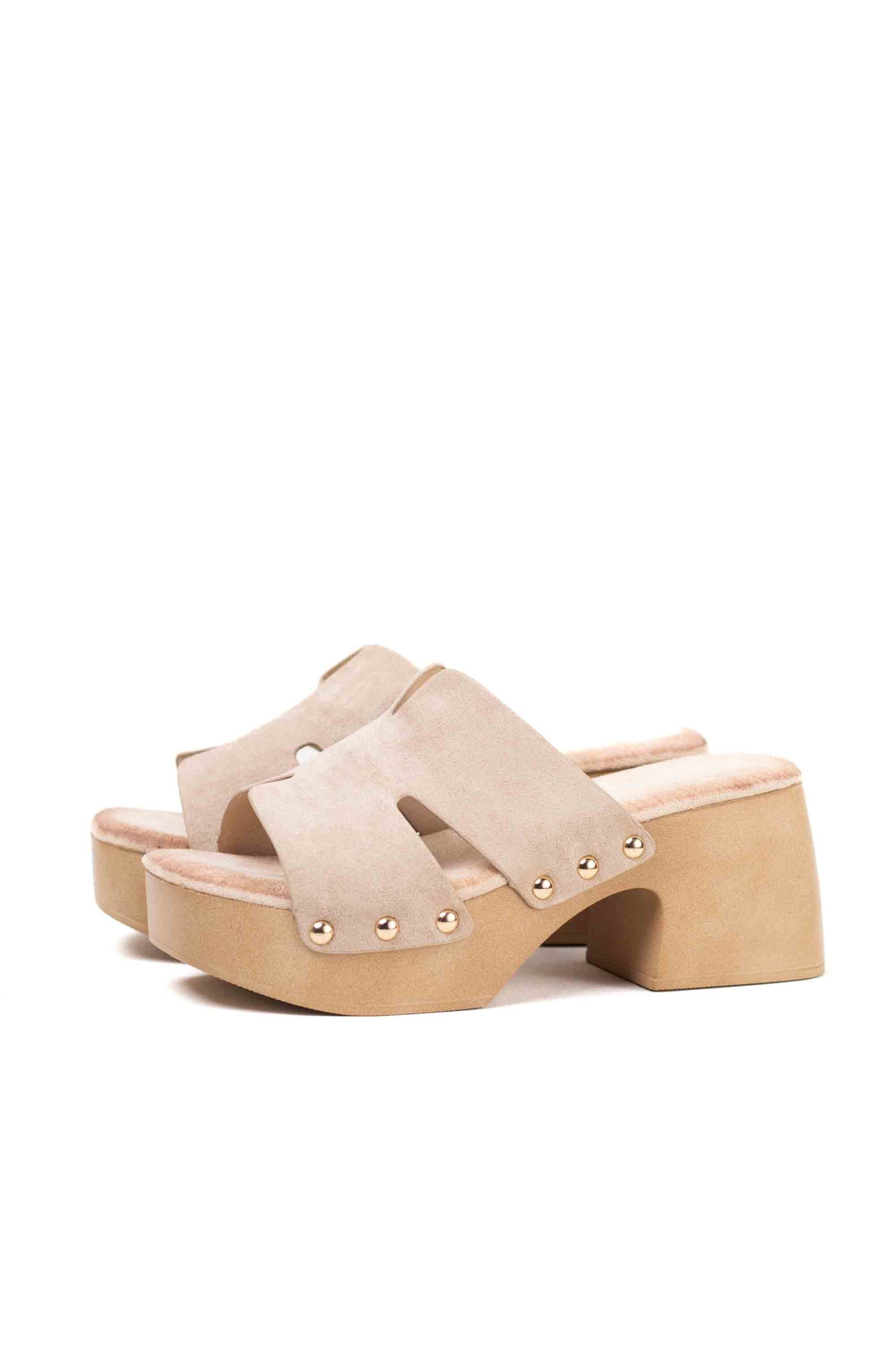 sandalias zueco con plataforma tacon plantilla almohadilla Beige 37