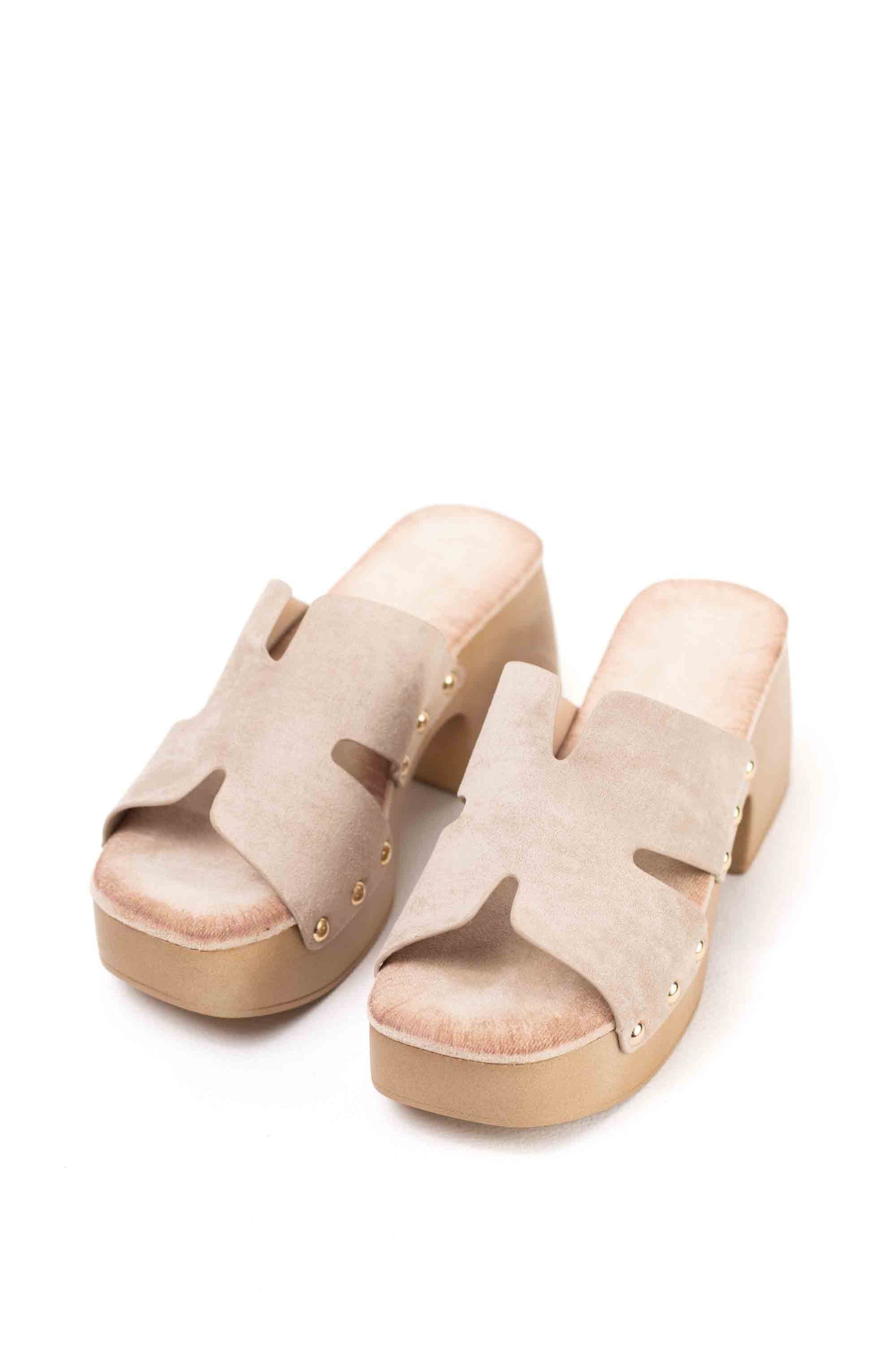 sandalias zueco con plataforma tacon plantilla almohadilla Beige 39