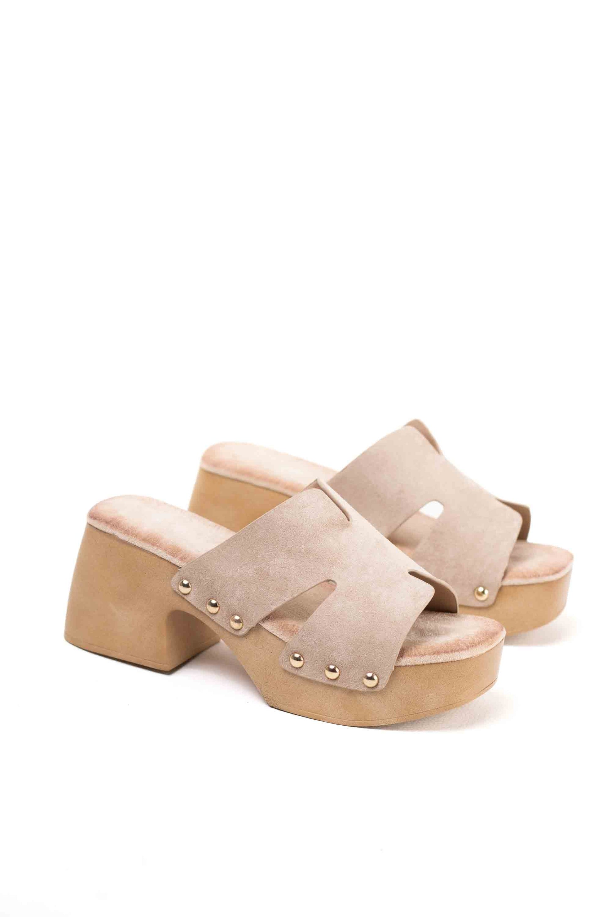 sandalias zueco con plataforma tacon plantilla almohadilla Beige 40