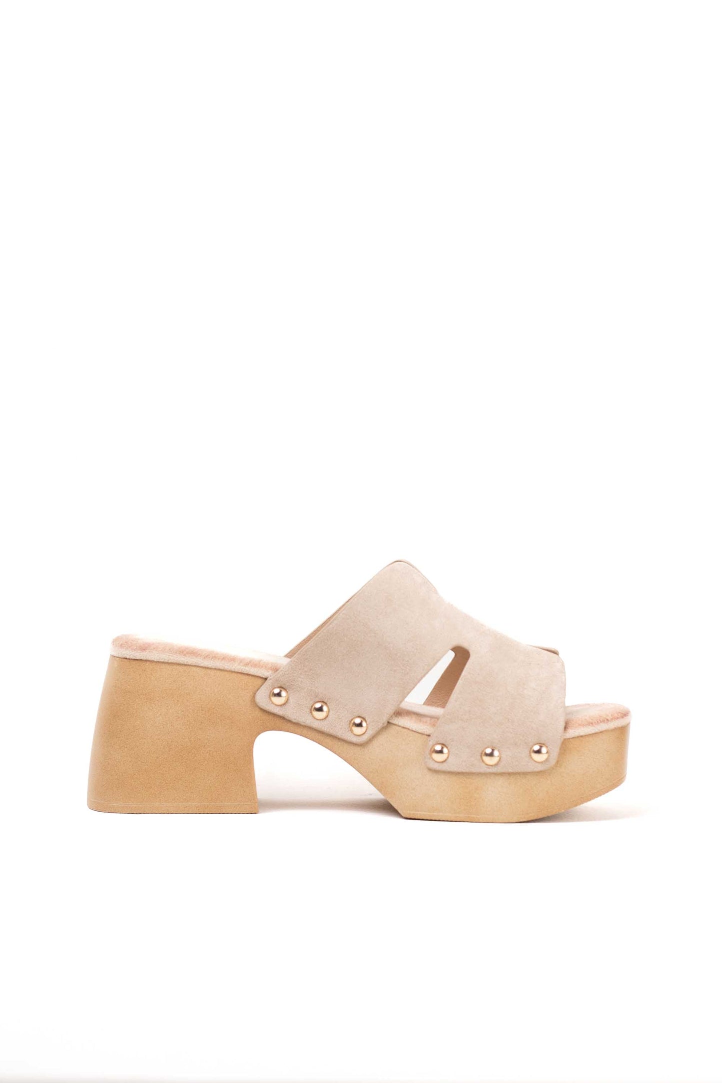 sandalias zueco con plataforma tacon plantilla almohadilla Beige 41