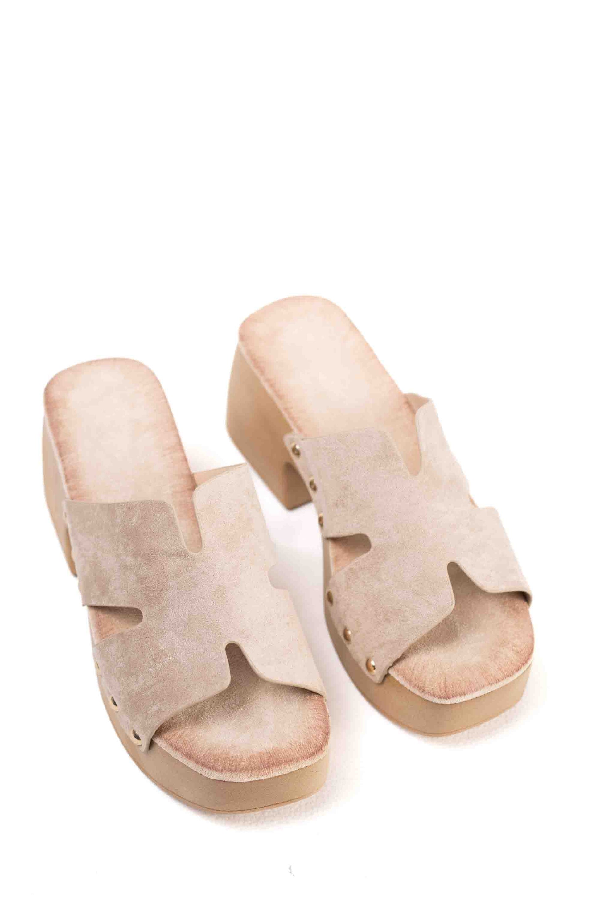 sandalias zueco con plataforma tacon plantilla almohadilla Beige 38