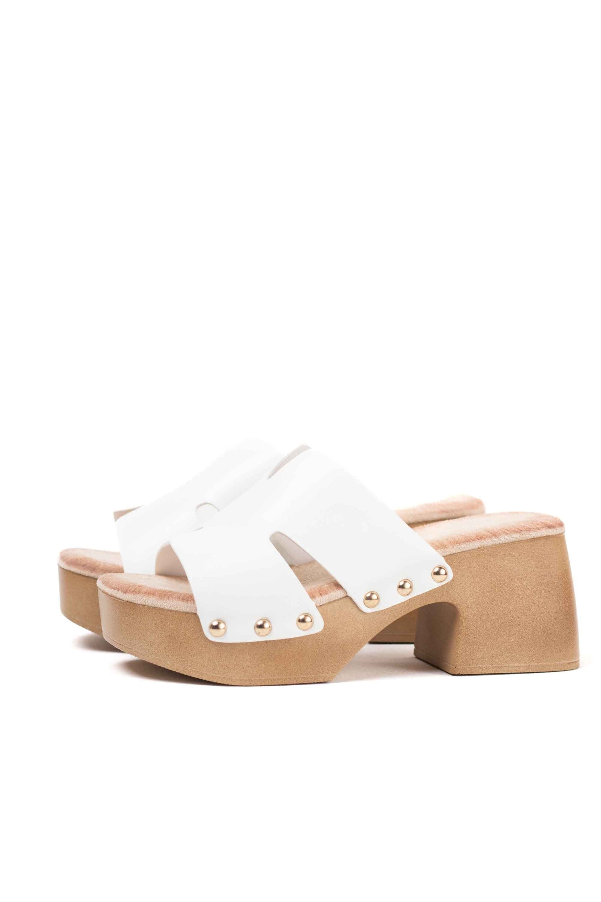 sandalias zueco con plataforma tacon plantilla almohadilla Blanco 38