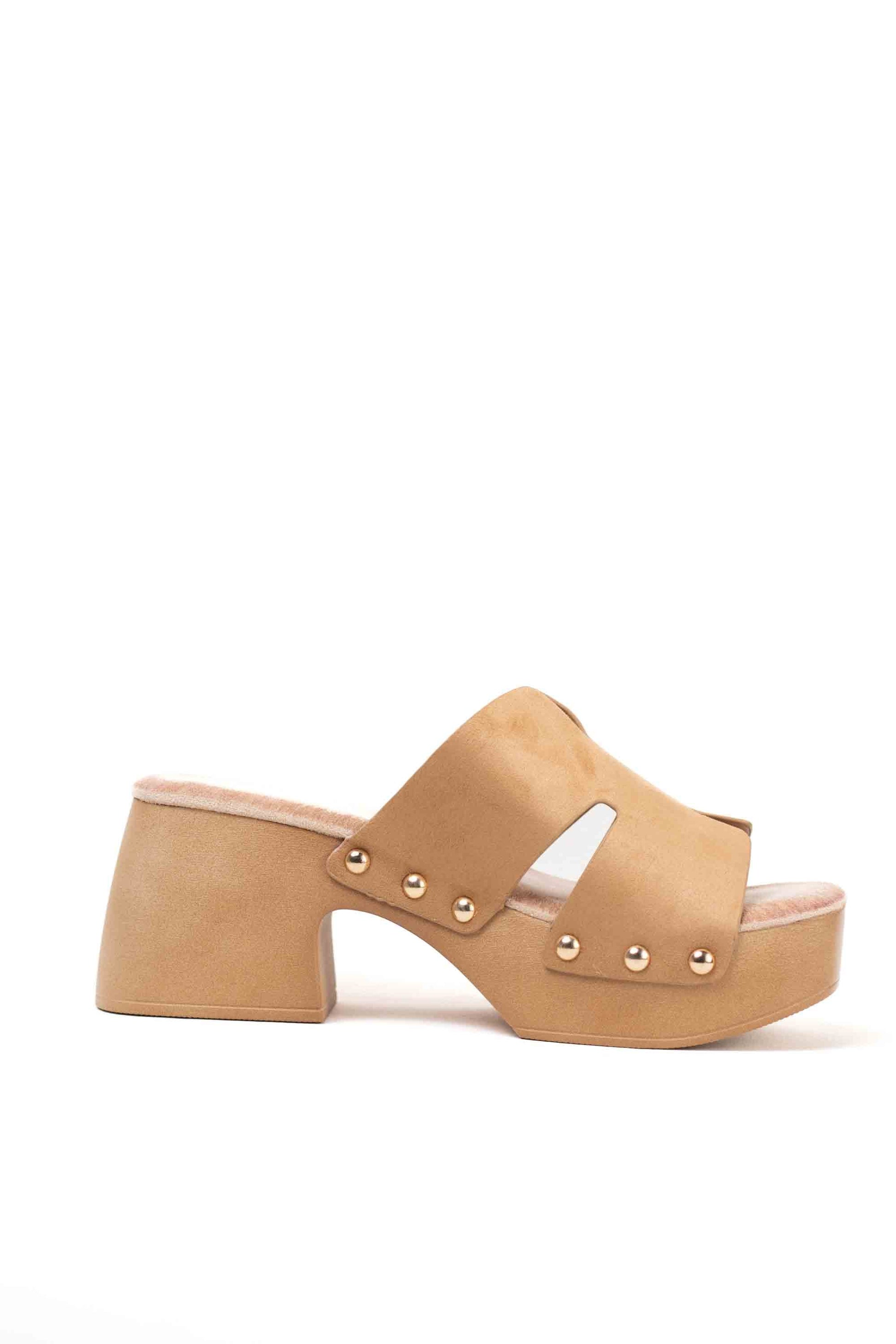 sandalias zueco con plataforma tacon plantilla almohadilla Camel 41