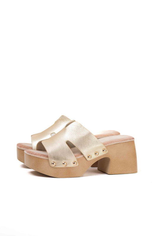 sandalias zueco con plataforma tacon plantilla almohadilla Dorado 36