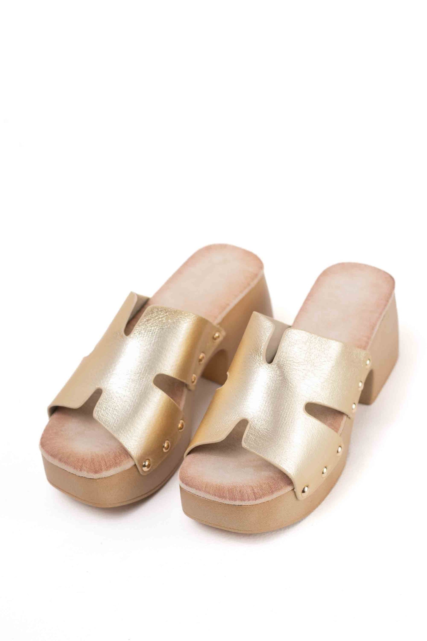 sandalias zueco con plataforma tacon plantilla almohadilla Dorado 38