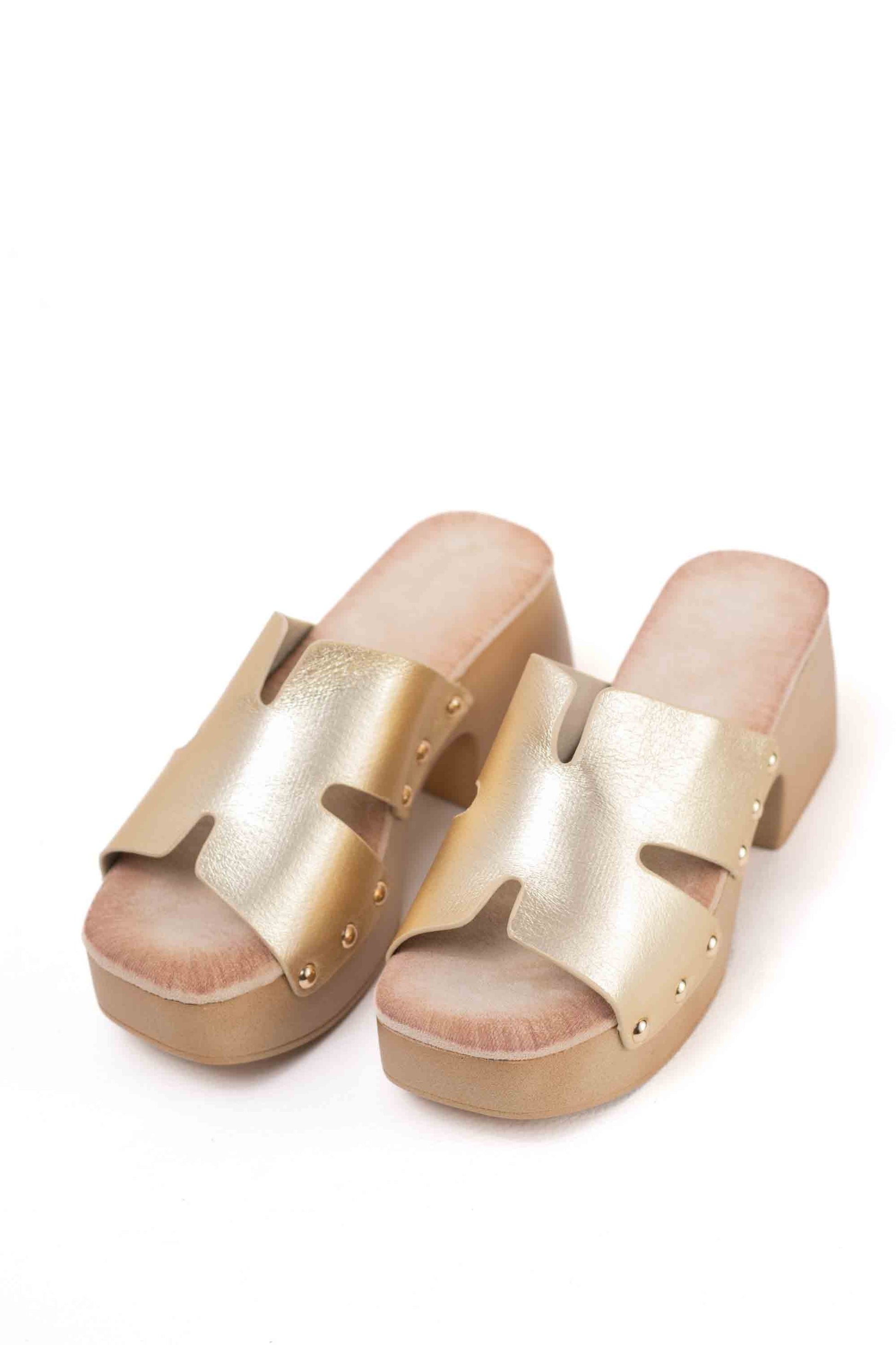 sandalias zueco con plataforma tacon plantilla almohadilla Dorado 38