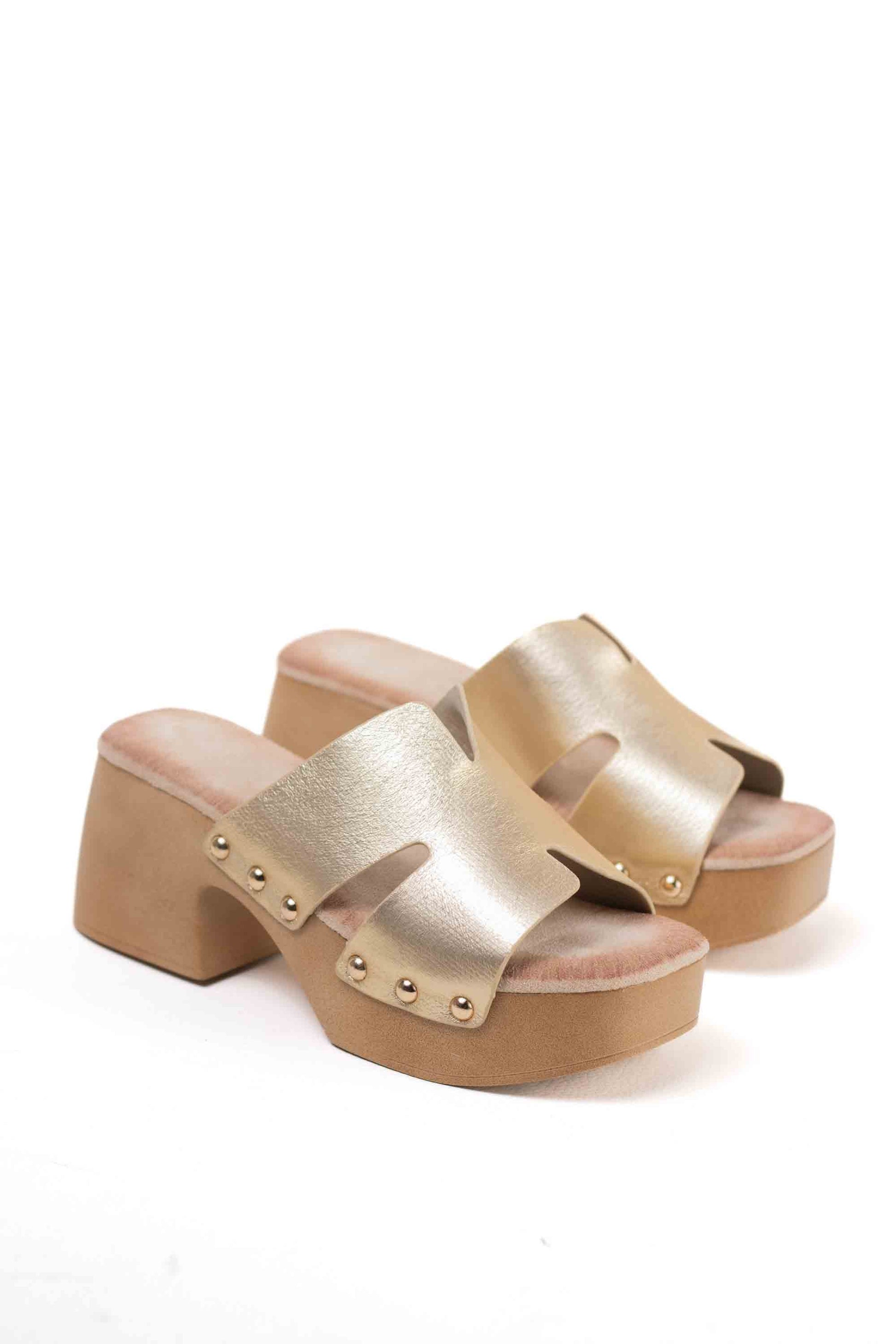sandalias zueco con plataforma tacon plantilla almohadilla Dorado 39