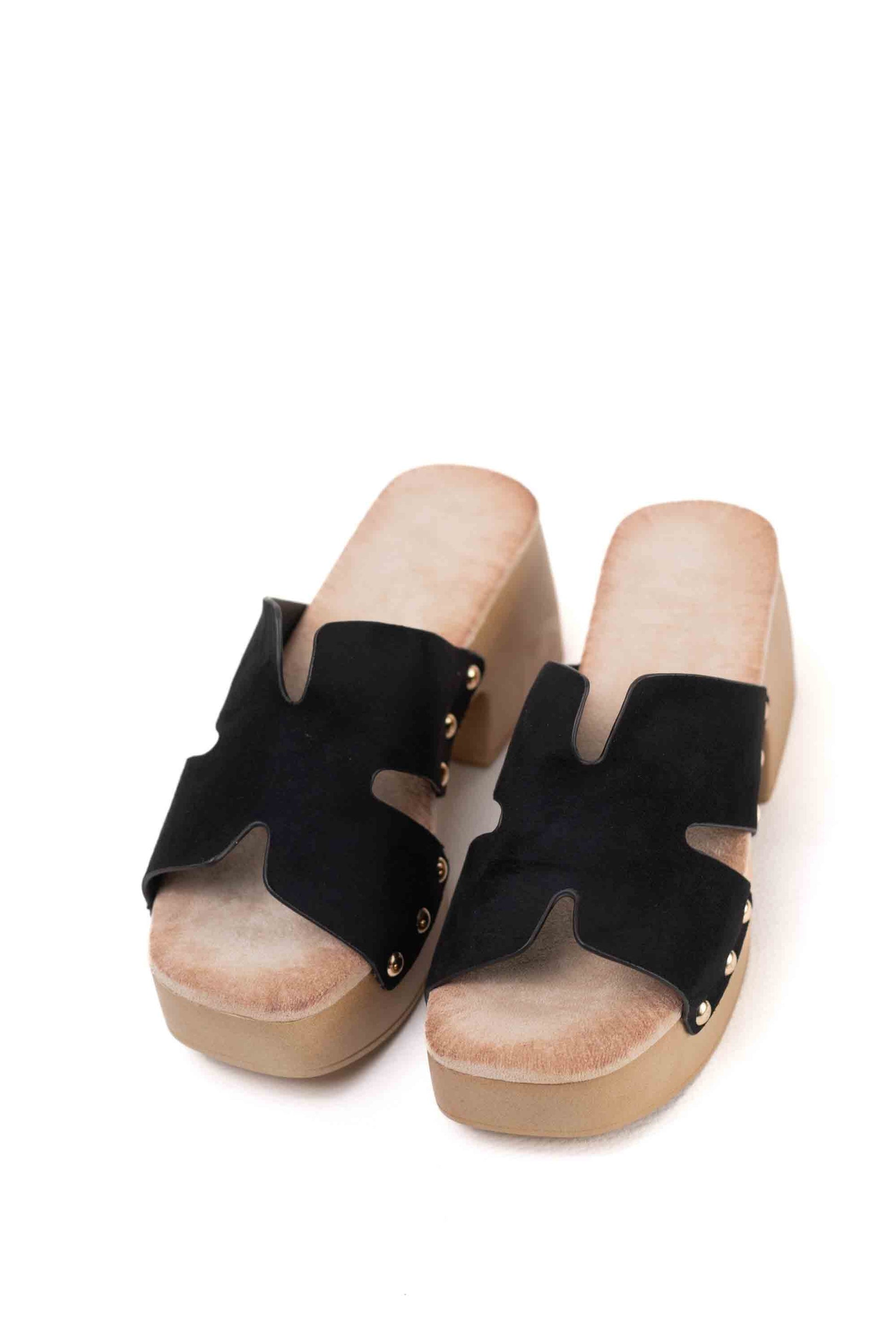 sandalias zueco con plataforma tacon plantilla almohadilla Negro 40