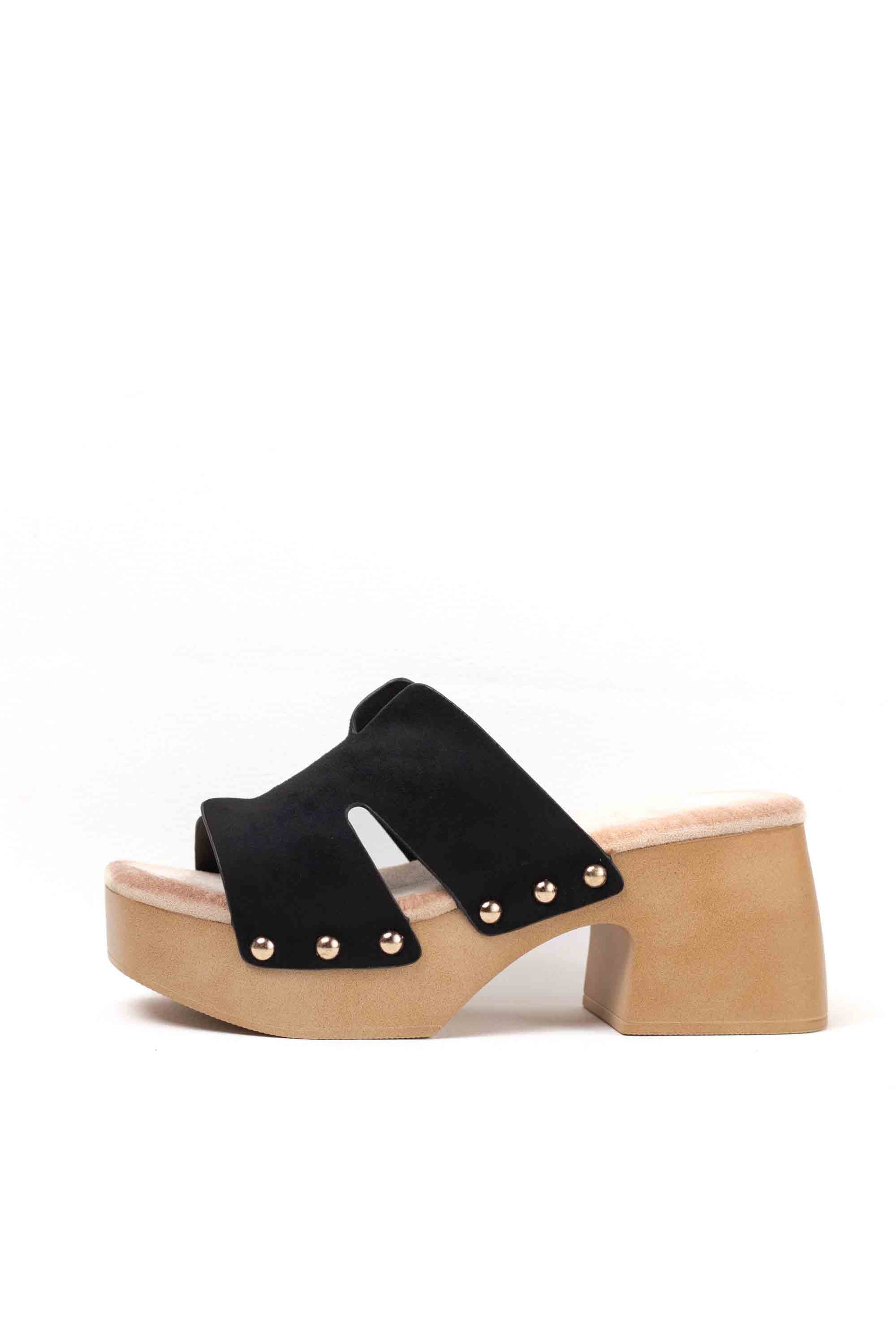 sandalias zueco con plataforma tacon plantilla almohadilla Negro 38