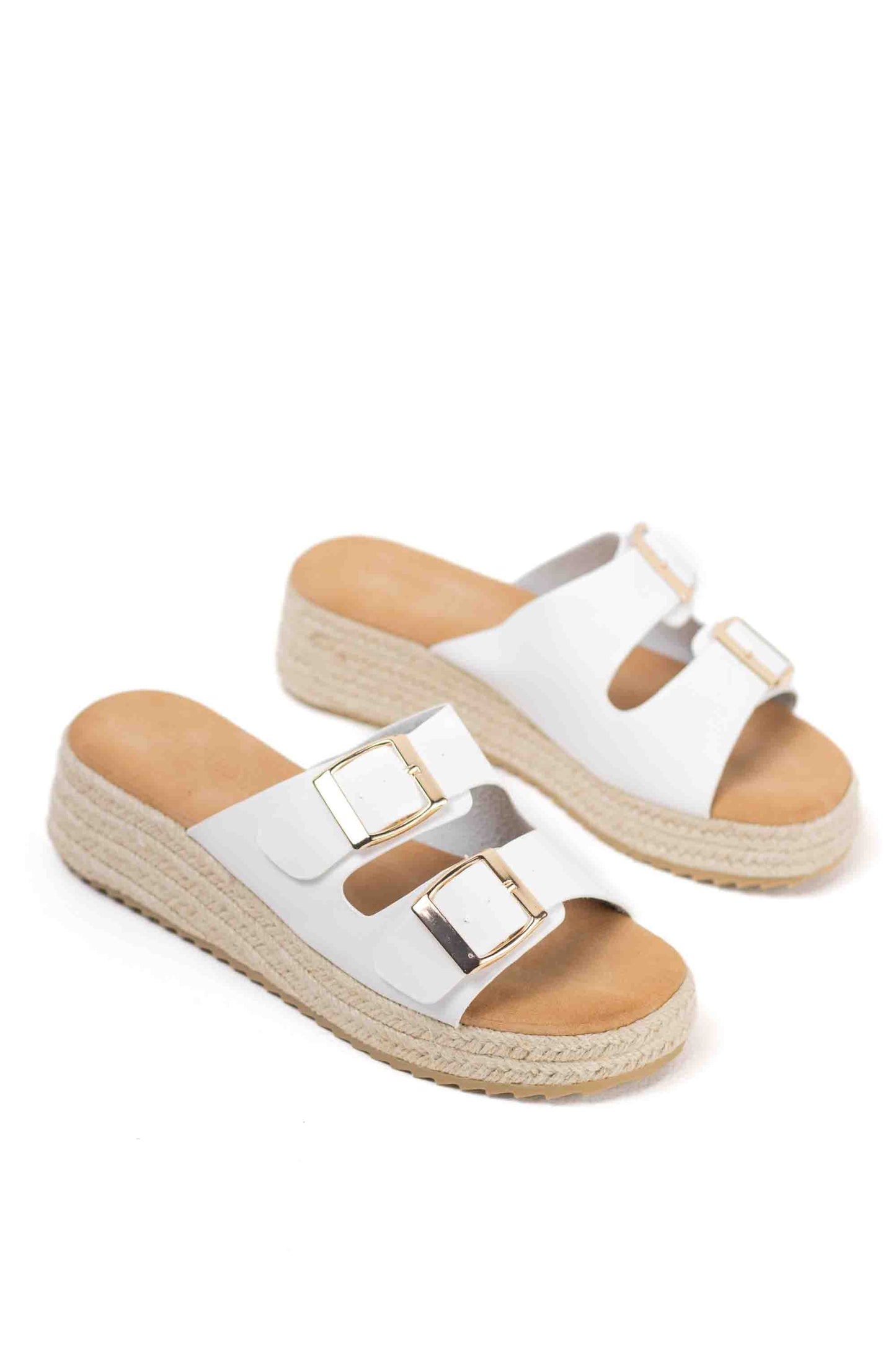 sandalias plataforma espartos doble hebilla Blanco 39