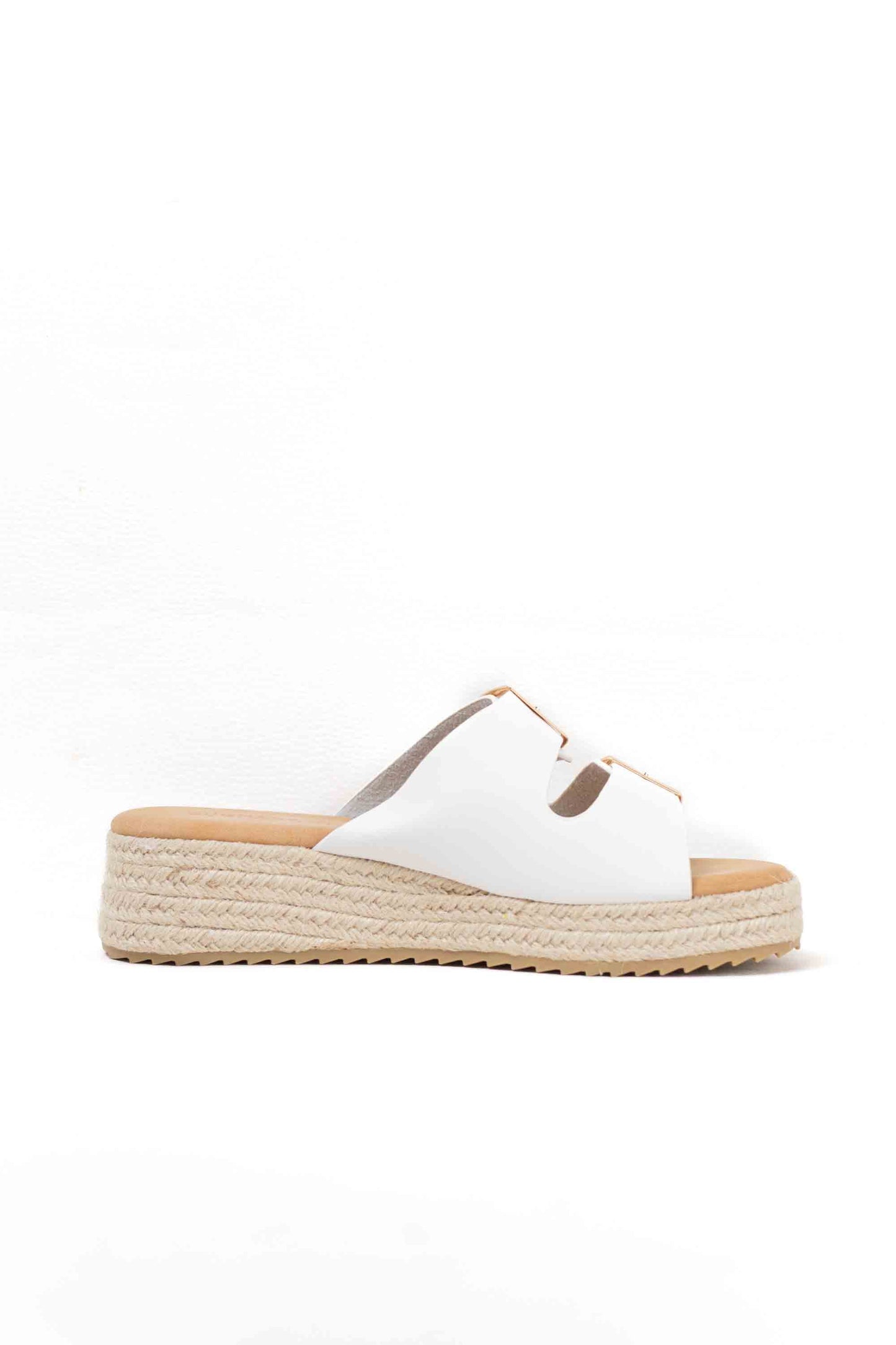 sandalias plataforma espartos doble hebilla Blanco 40