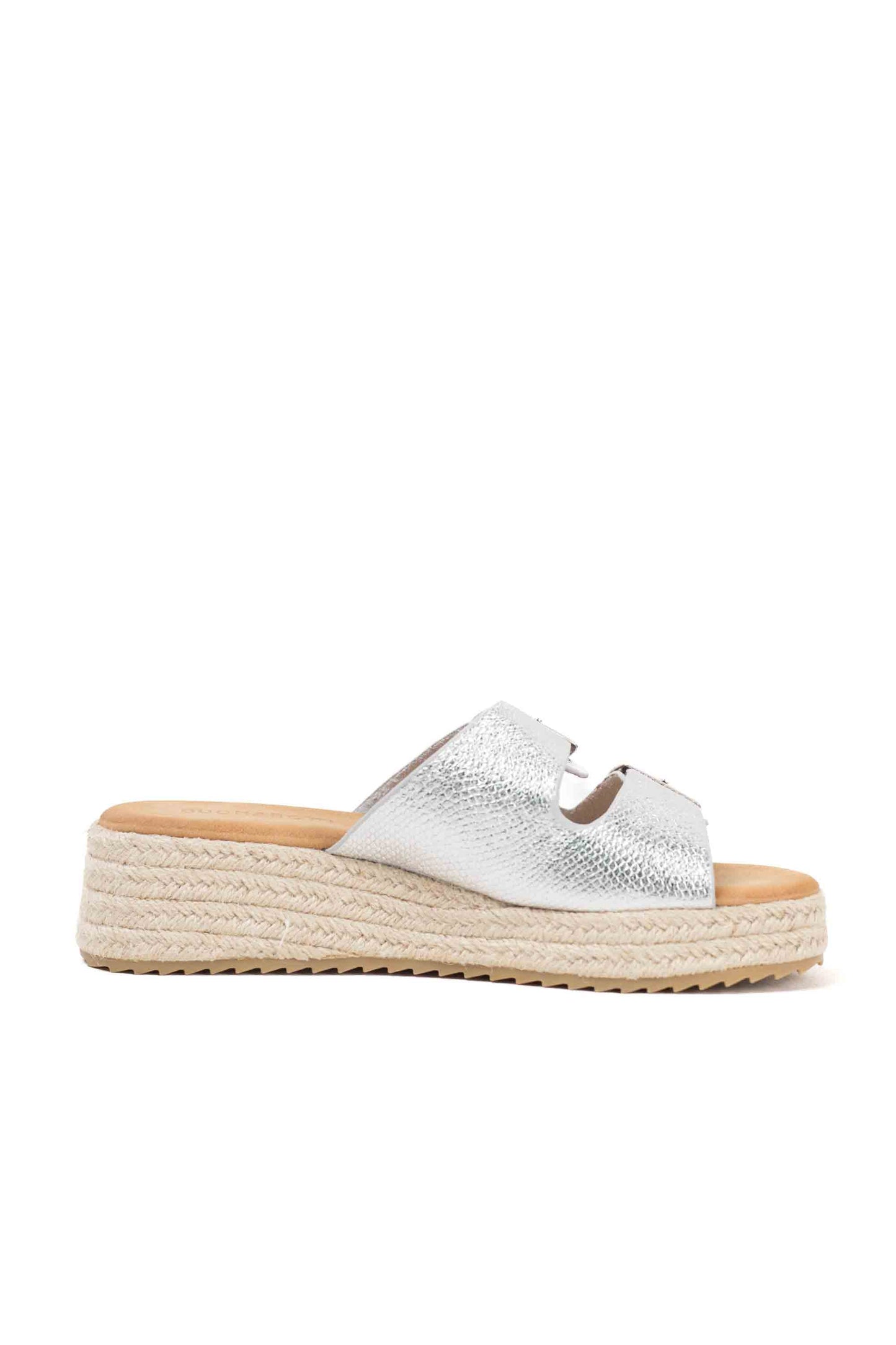 sandalias plataforma espartos doble hebilla Plateado 41