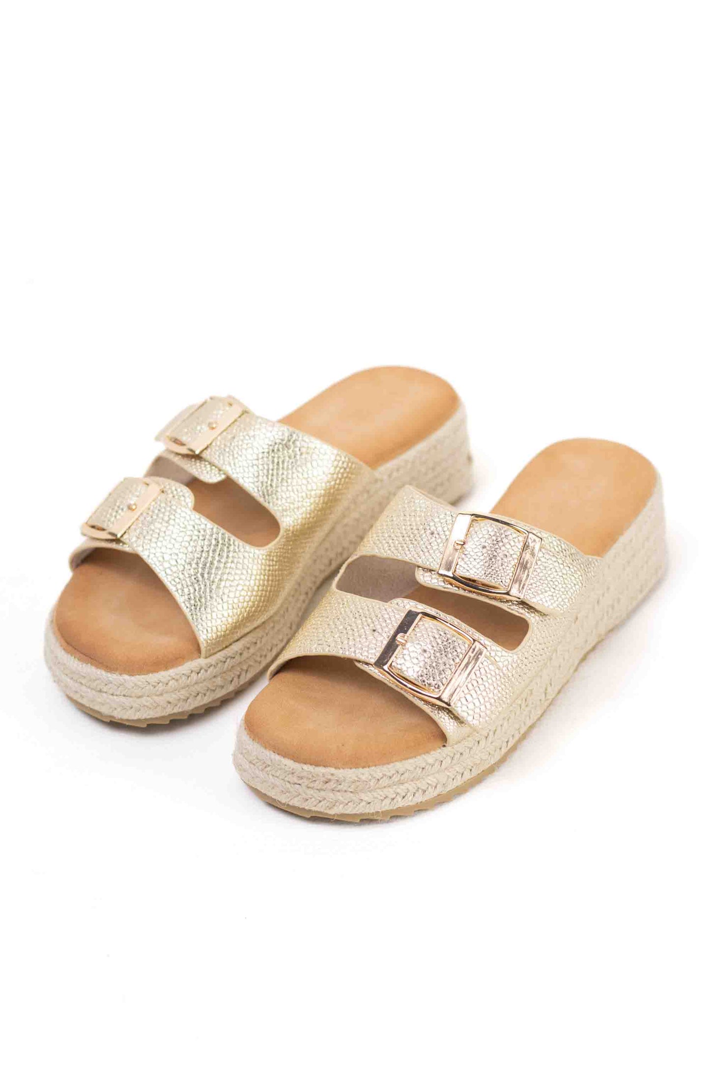 sandalias plataforma espartos doble hebilla Dorado 38