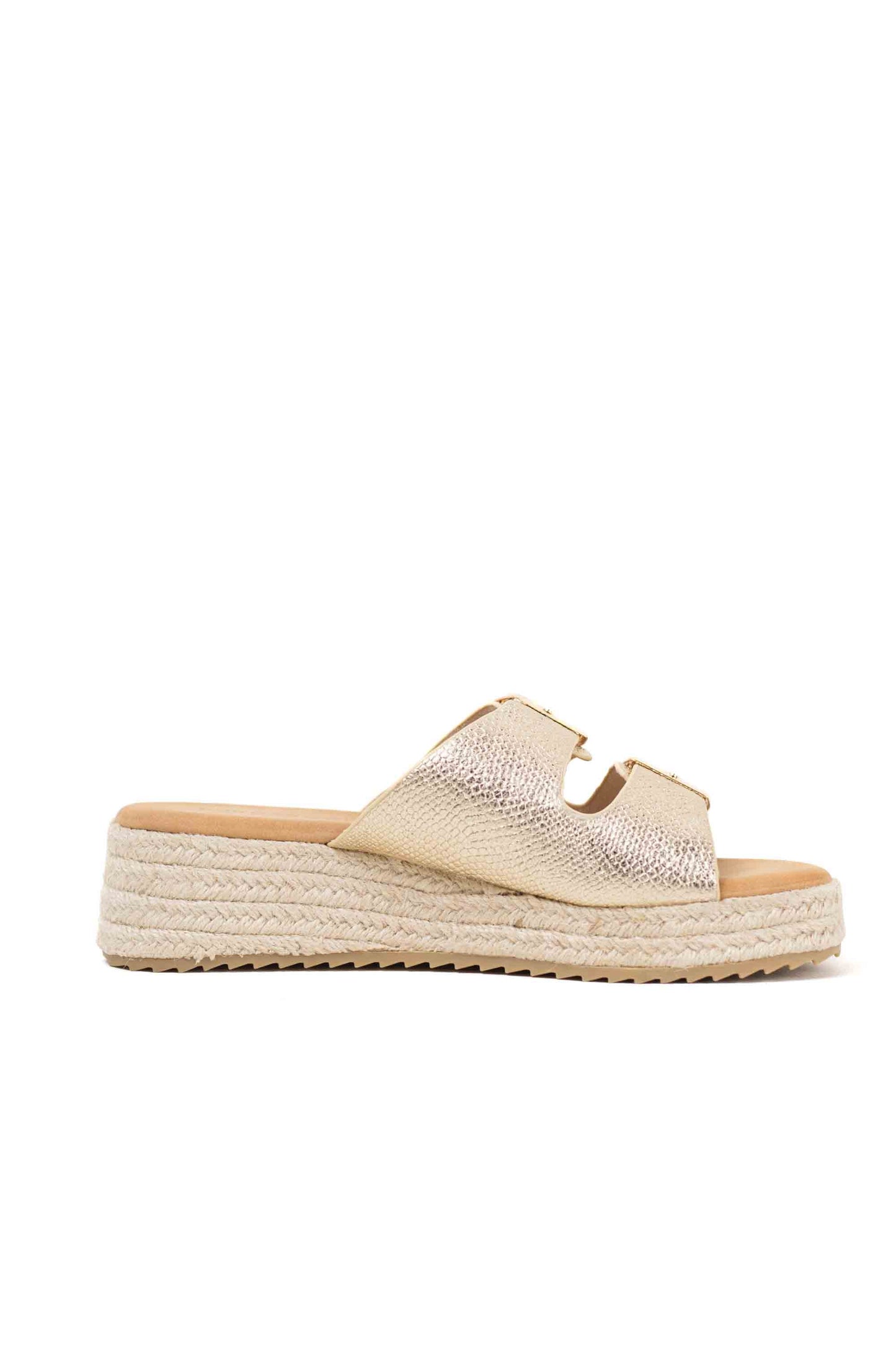 sandalias plataforma espartos doble hebilla Dorado 41
