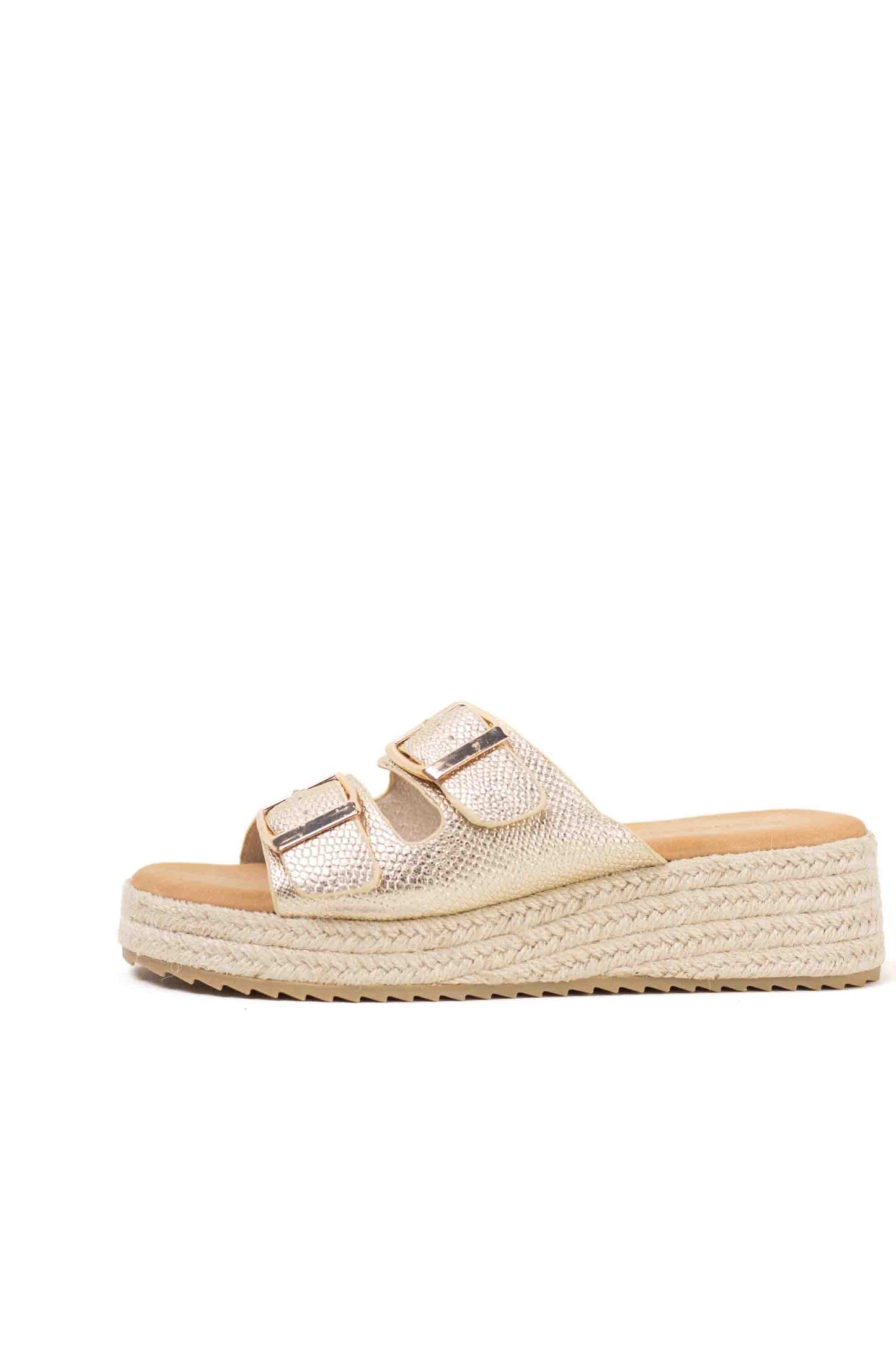 sandalias plataforma espartos doble hebilla Dorado 40