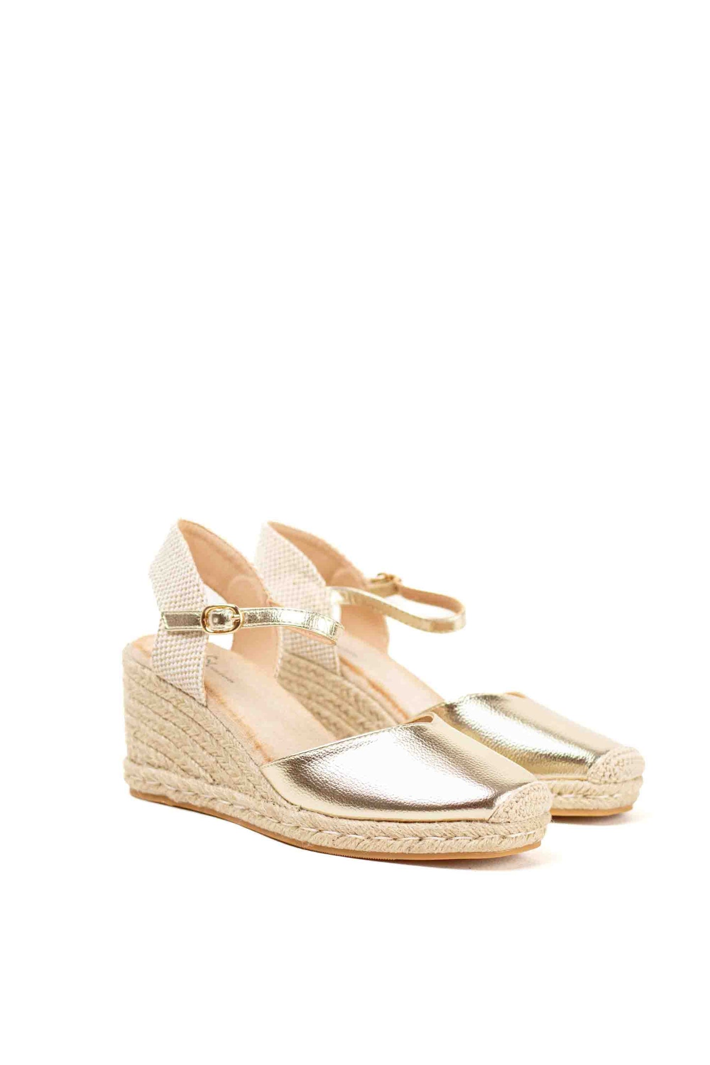 alpargatas doradas mujer cuna altas de espartos con plataforma con plantilla almohadilla color Gold talla 36