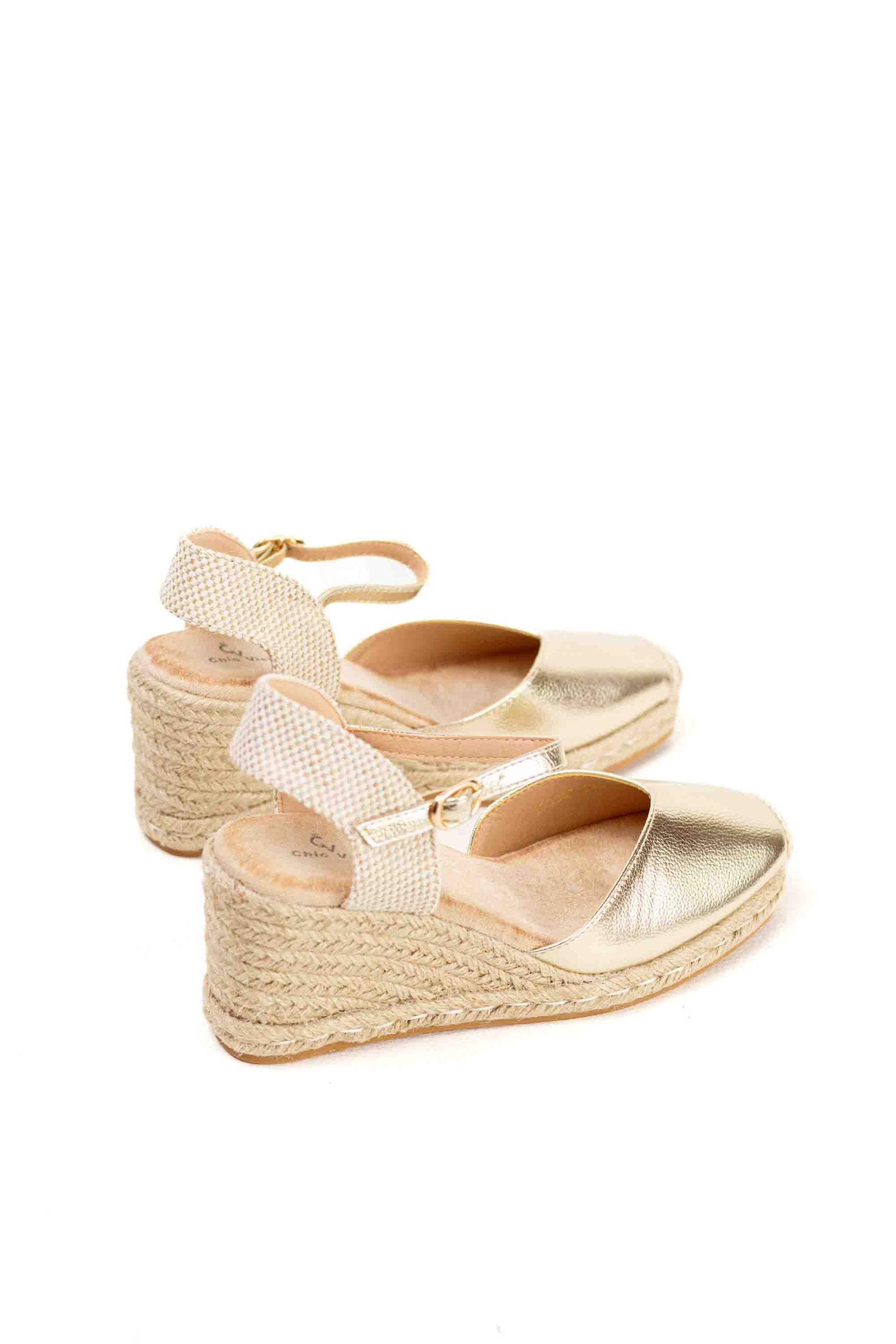 alpargatas doradas mujer cuna altas de espartos con plataforma con plantilla almohadilla color Gold talla 37