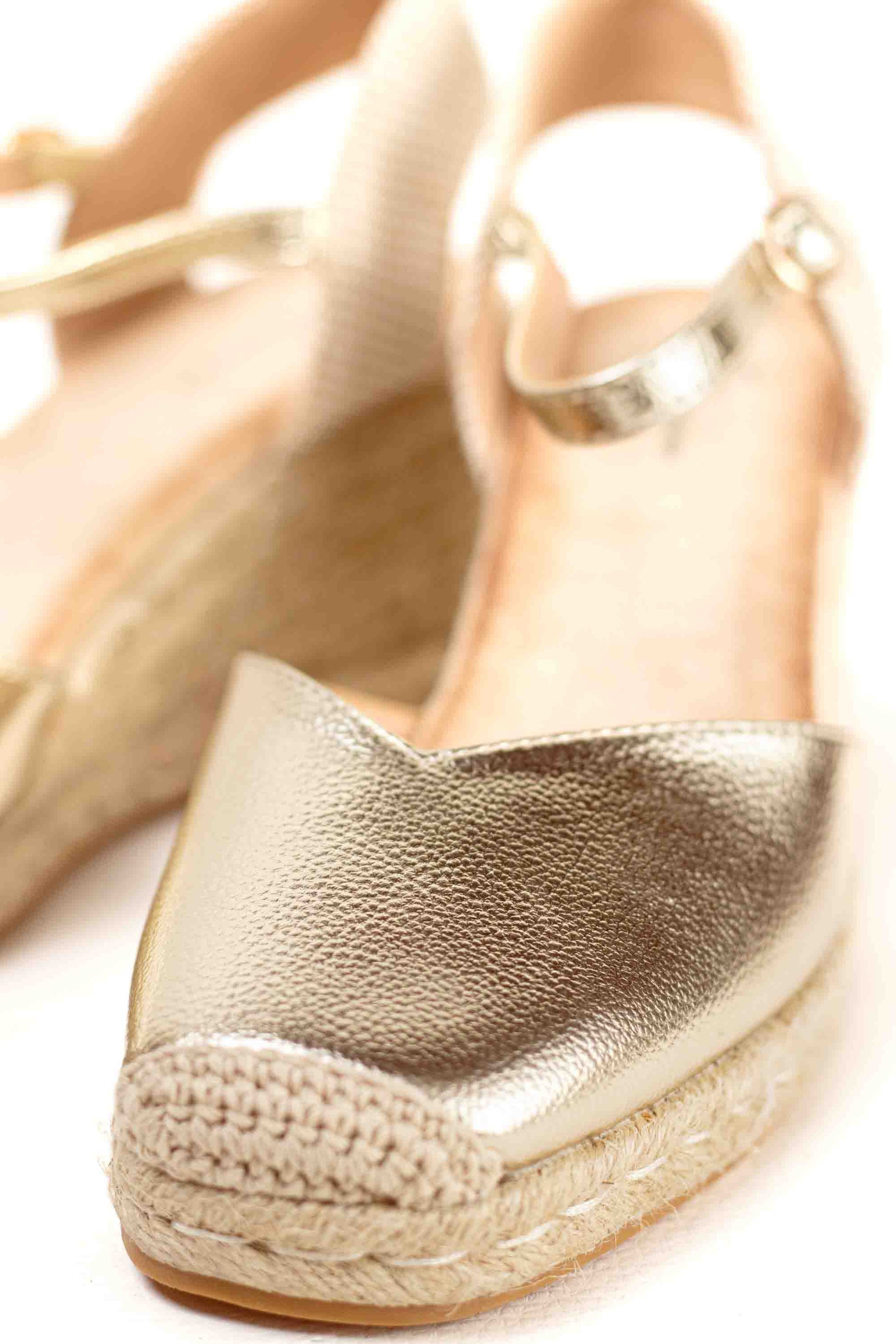 alpargatas doradas mujer cuna altas de espartos con plataforma con plantilla almohadilla color Gold talla 41