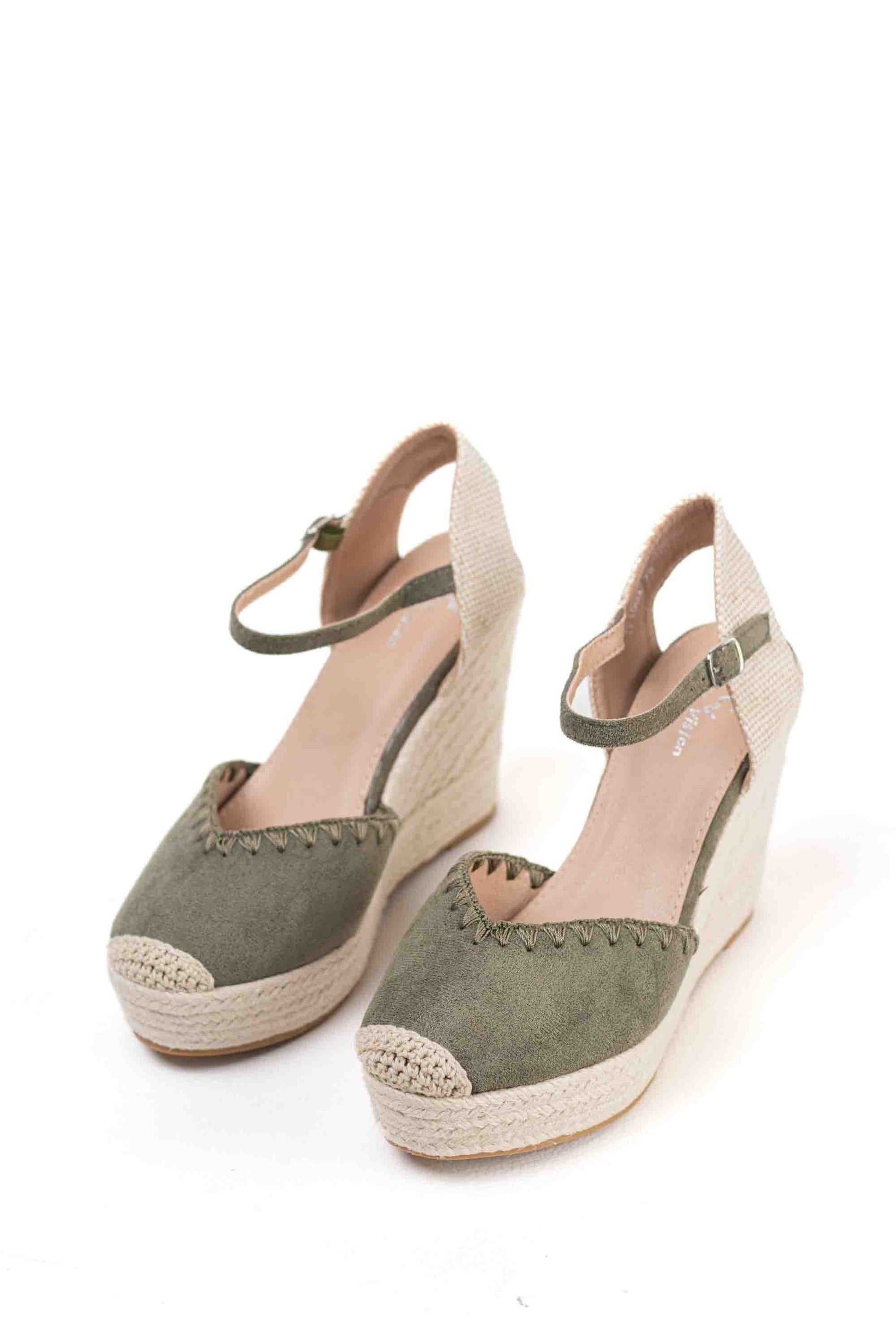alpargatas cunas espartos altas con plataforma color Taupe talla 41