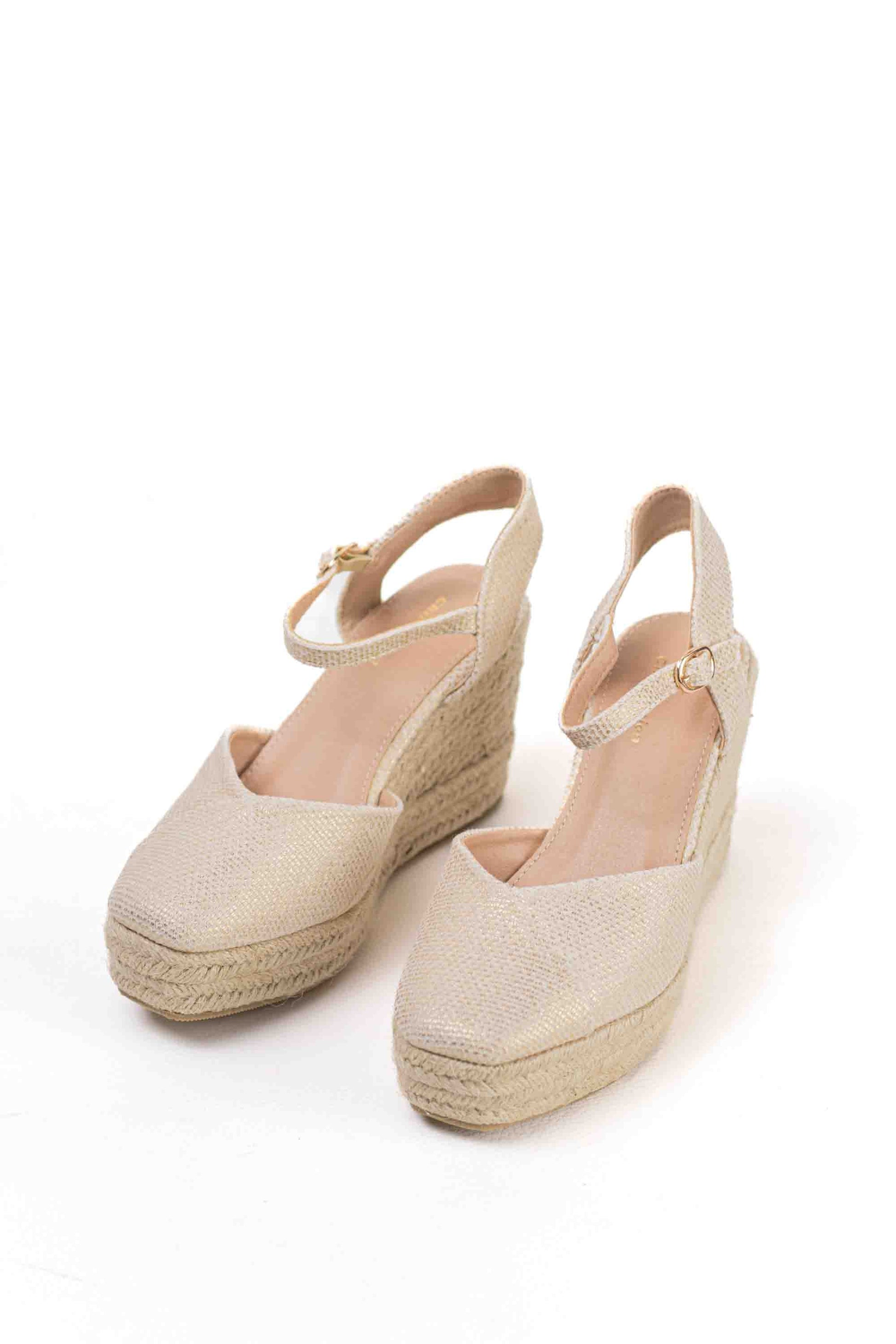 alpargatas cunas espartos altas mujer con plataforma super ligeras color Dorado talla 39