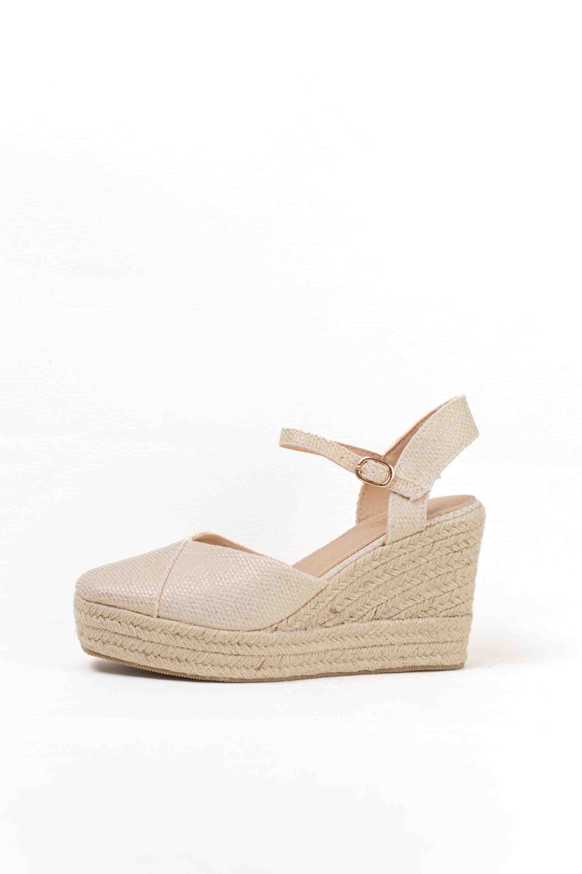 alpargatas cunas espartos altas mujer con plataforma super ligeras color Dorado talla 41