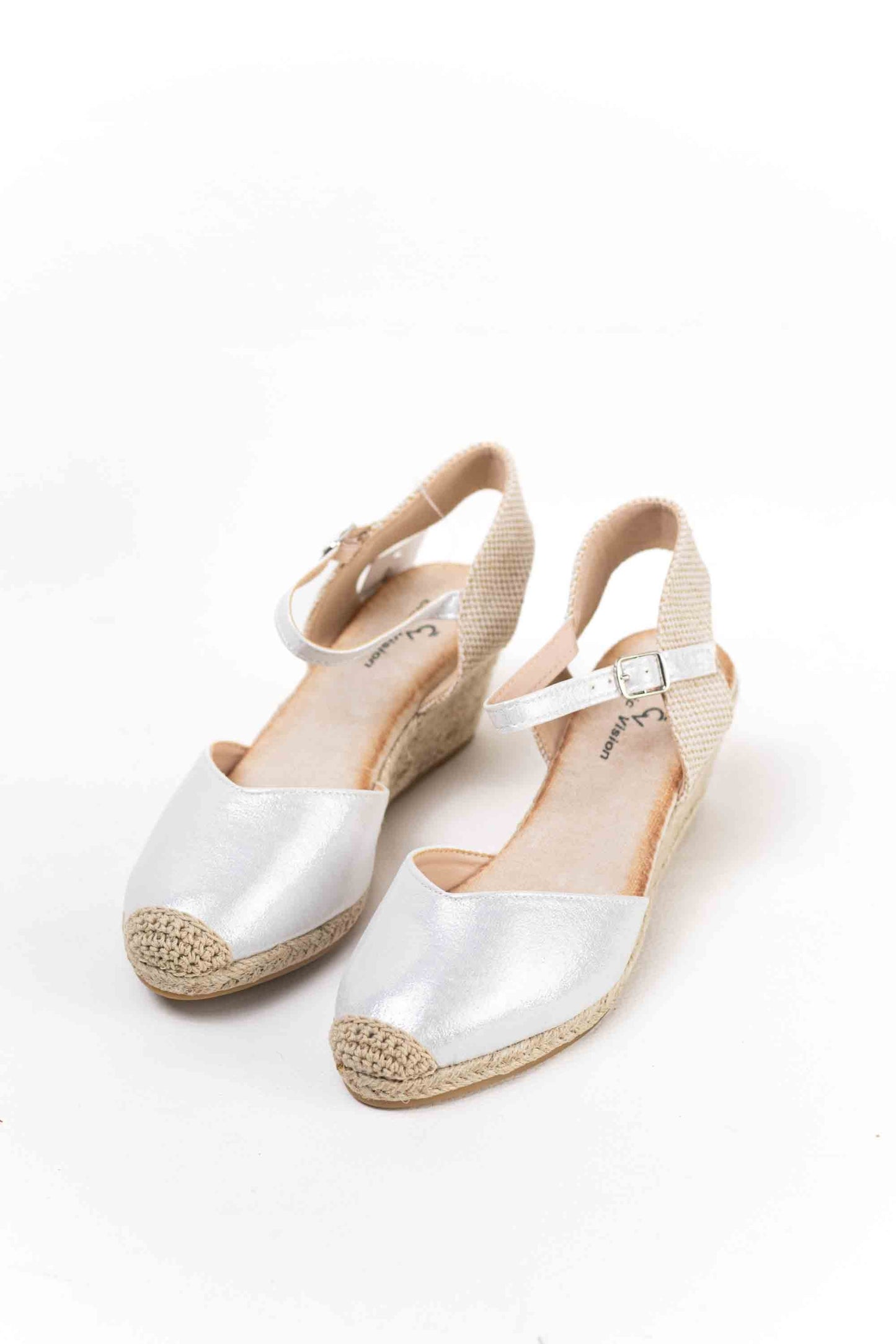 Cuñas de Esparto Elegantes en Negro y Beige con Hebilla