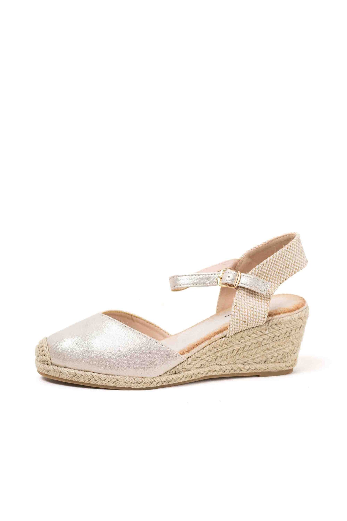 Cuñas de Esparto Elegantes en Negro y Beige con Hebilla