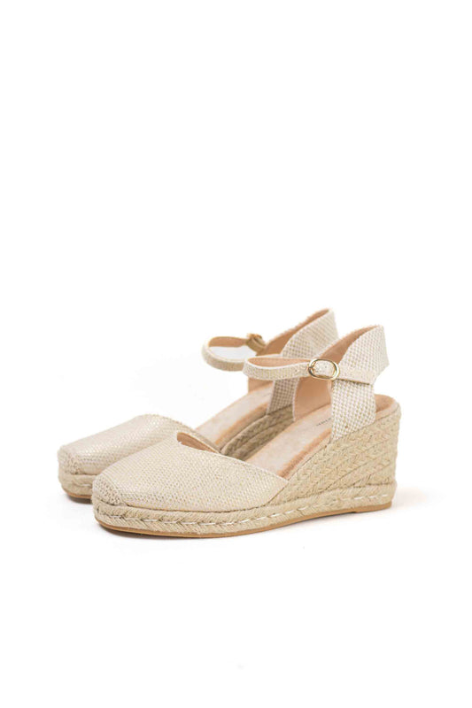 alpargatas doradas mujer cuna altas de espartos con plataforma con plantilla almohadilla color Silver talla 41