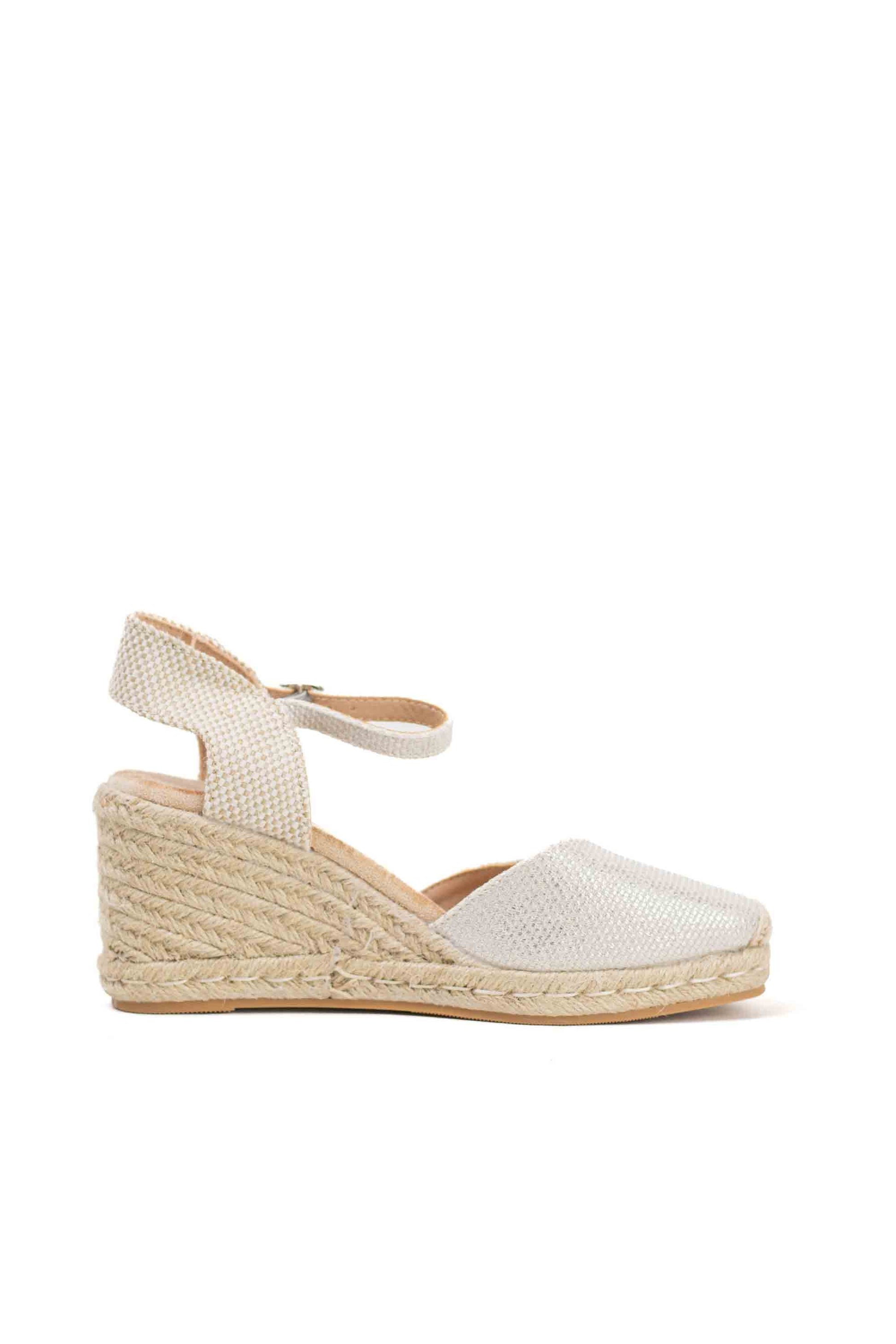 alpargatas doradas mujer cuna altas de espartos con plataforma con plantilla almohadilla color Plateado talla 37