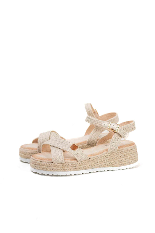 sandalias de esparto con estilo trenzado y suela comoda Beige 36