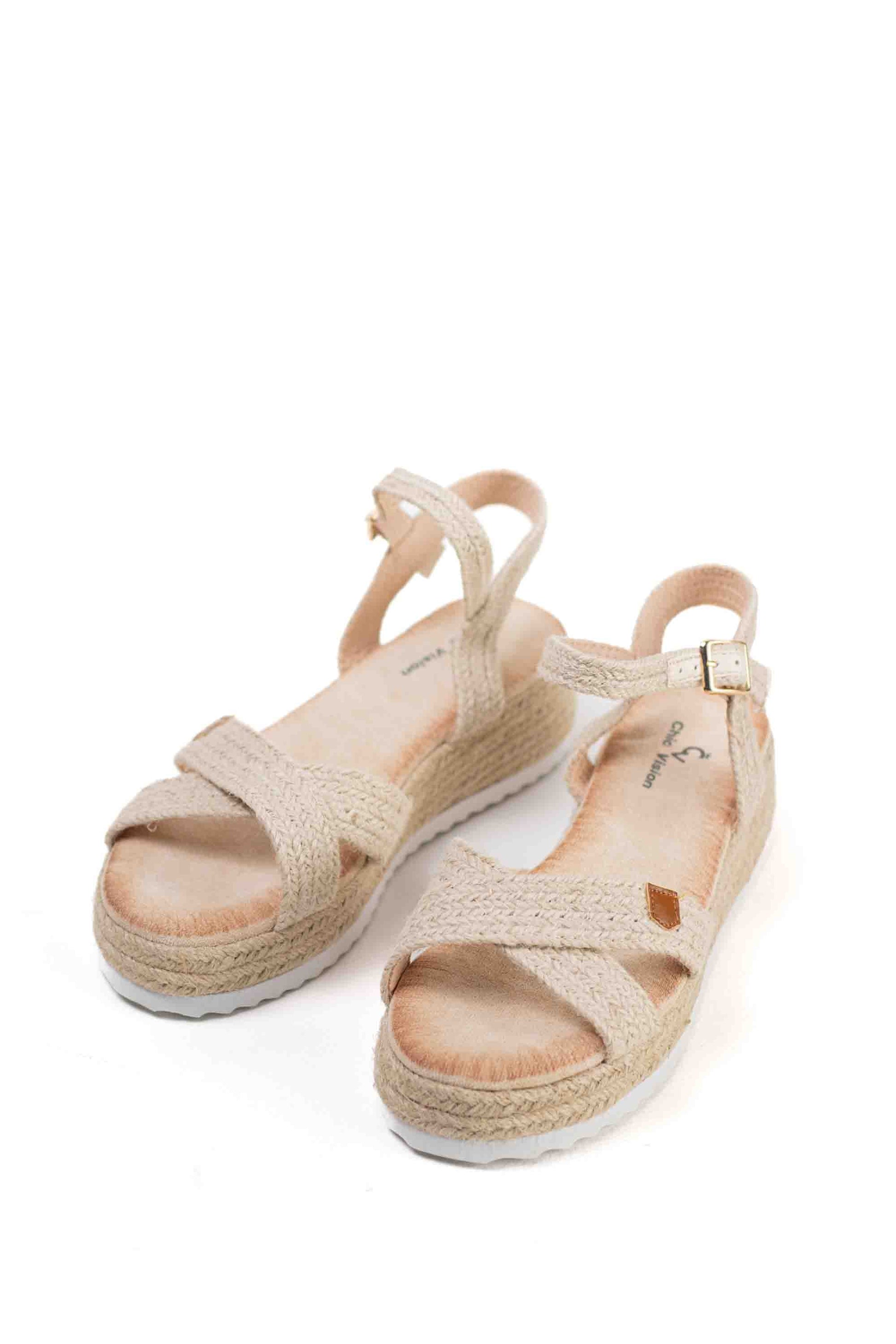 sandalias de esparto con estilo trenzado y suela comoda color Beige talla 39