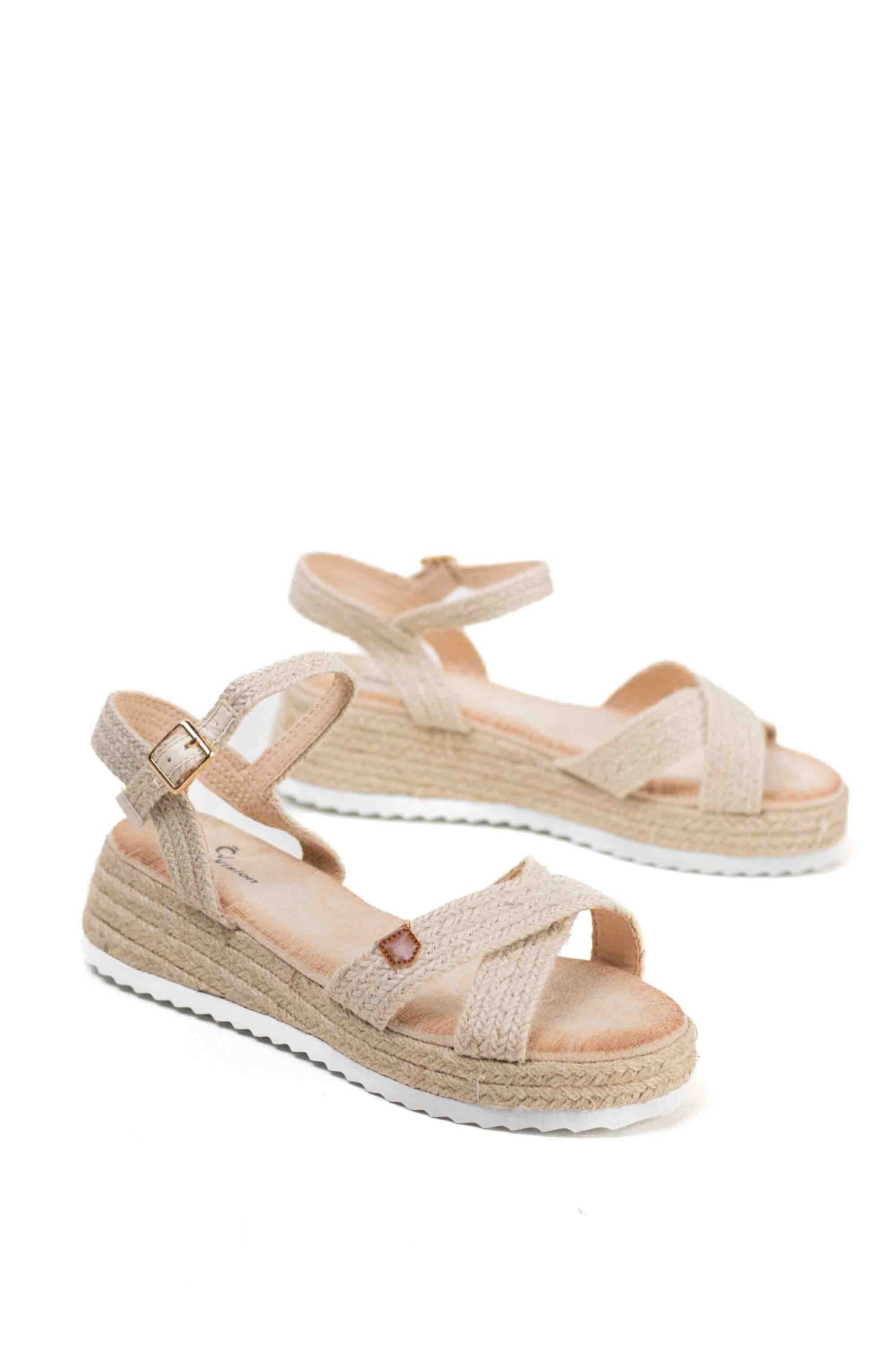 sandalias de esparto con estilo trenzado y suela comoda color Beige talla 37