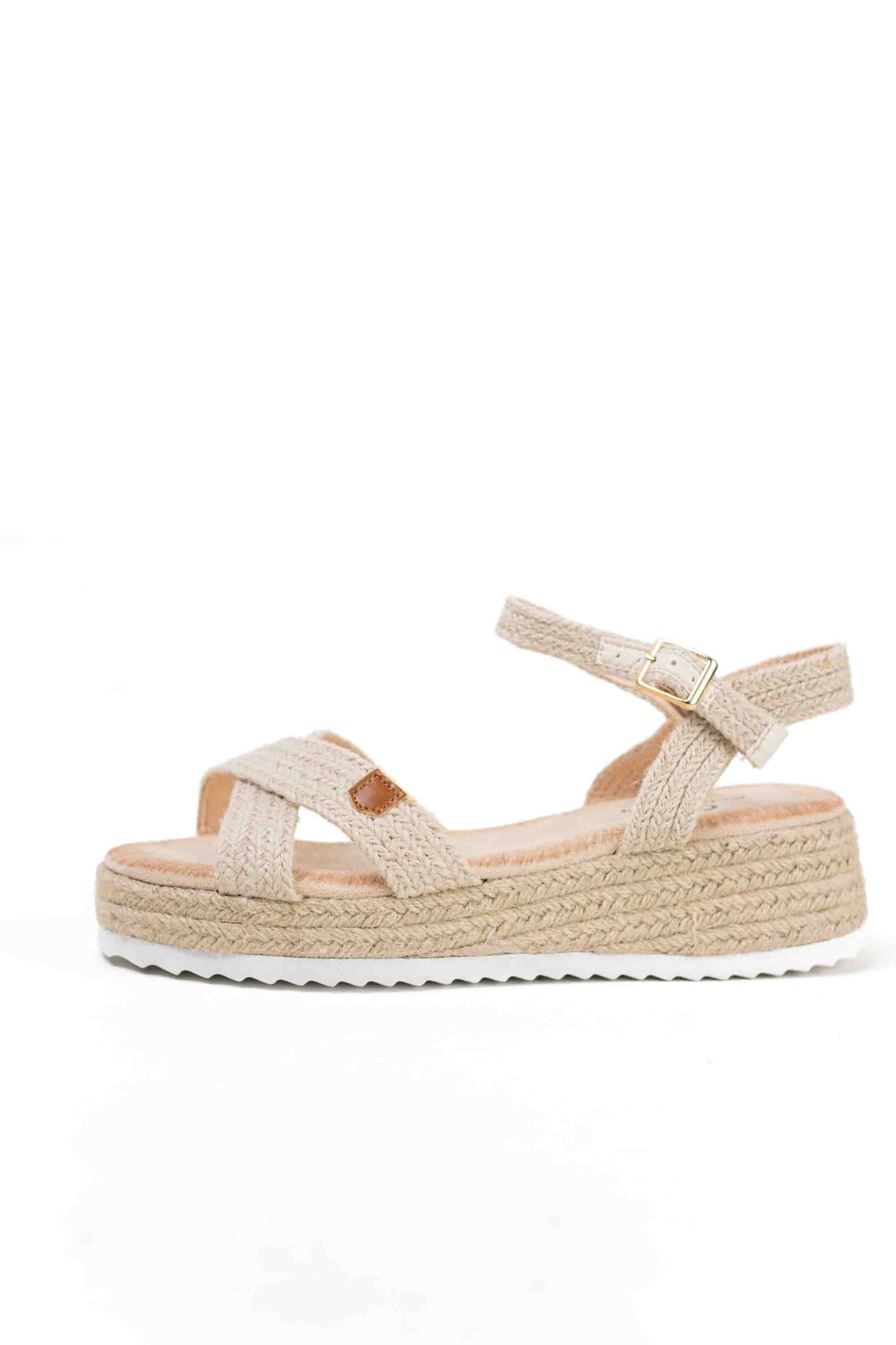 sandalias de esparto con estilo trenzado y suela comoda color Beige talla 38