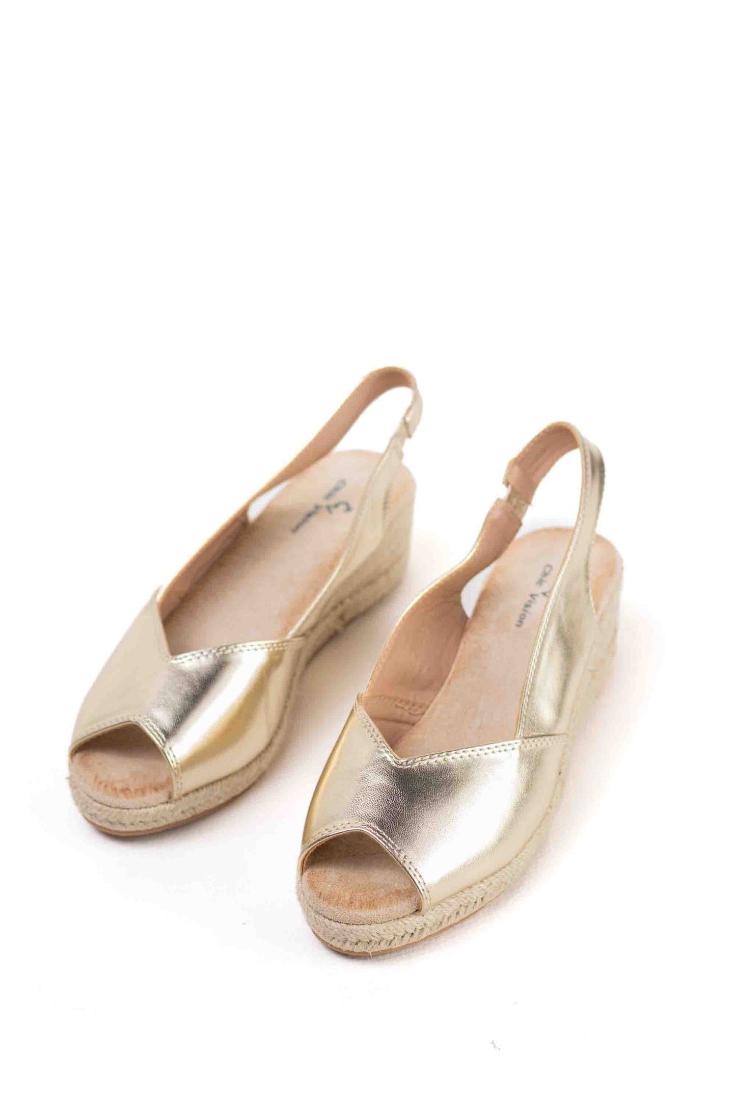 Alpargatas doradas mujer cuña baja de espartos con plataforma plantilla almhoadilla