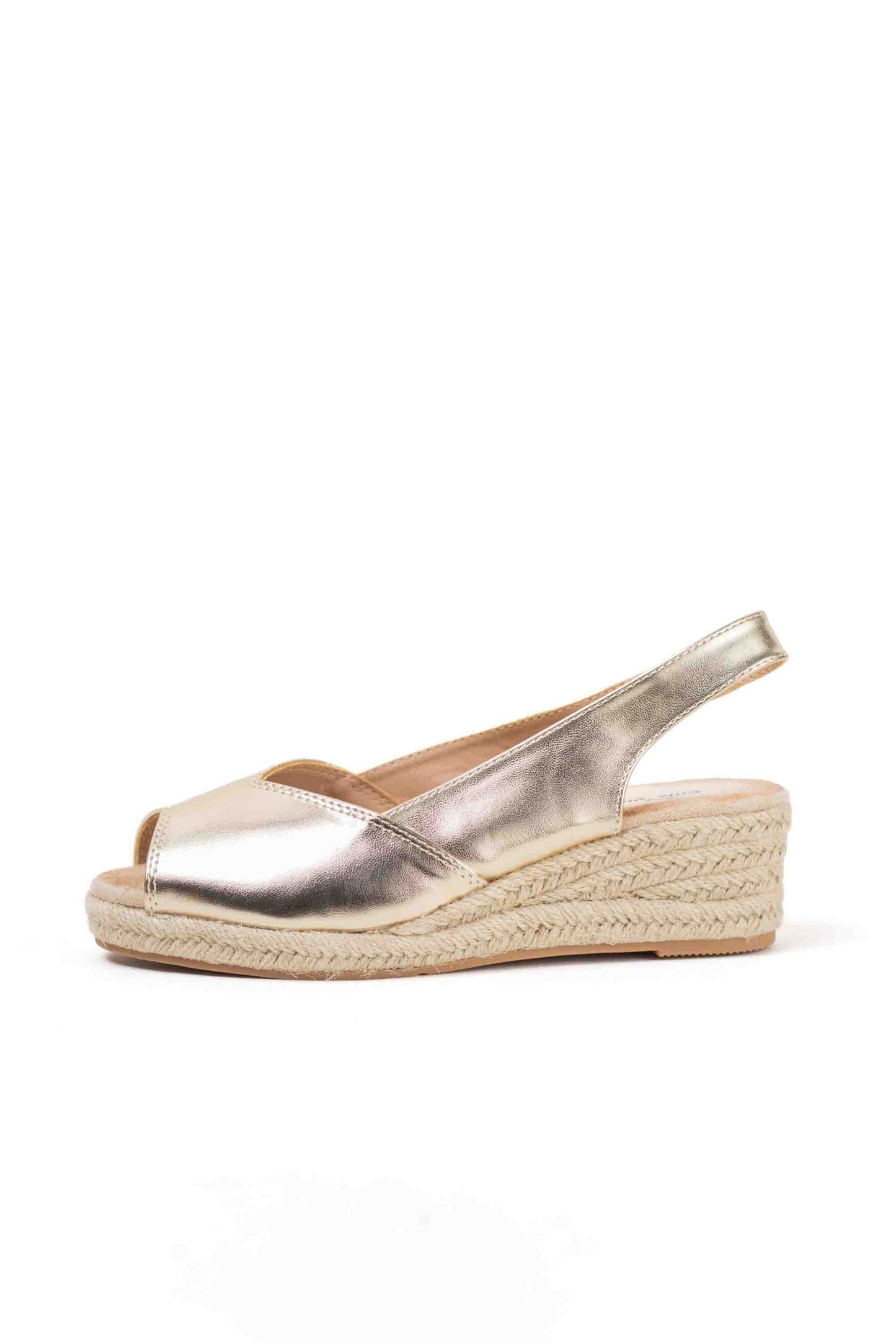 Alpargatas doradas mujer cuña baja de espartos con plataforma plantilla almhoadilla