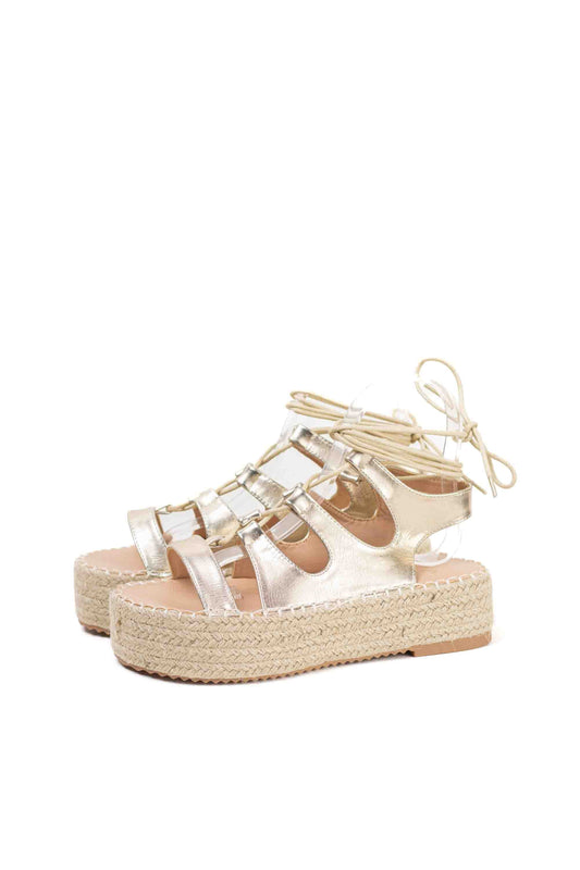 Sandalias romanas plataforma mujer con cordones