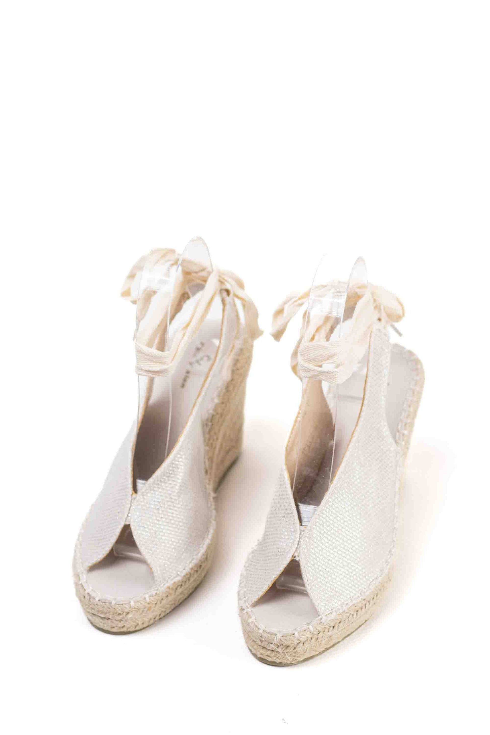 alpargatas cunas espartos altas con plataforma con cintas estilo bohemia Verde 37