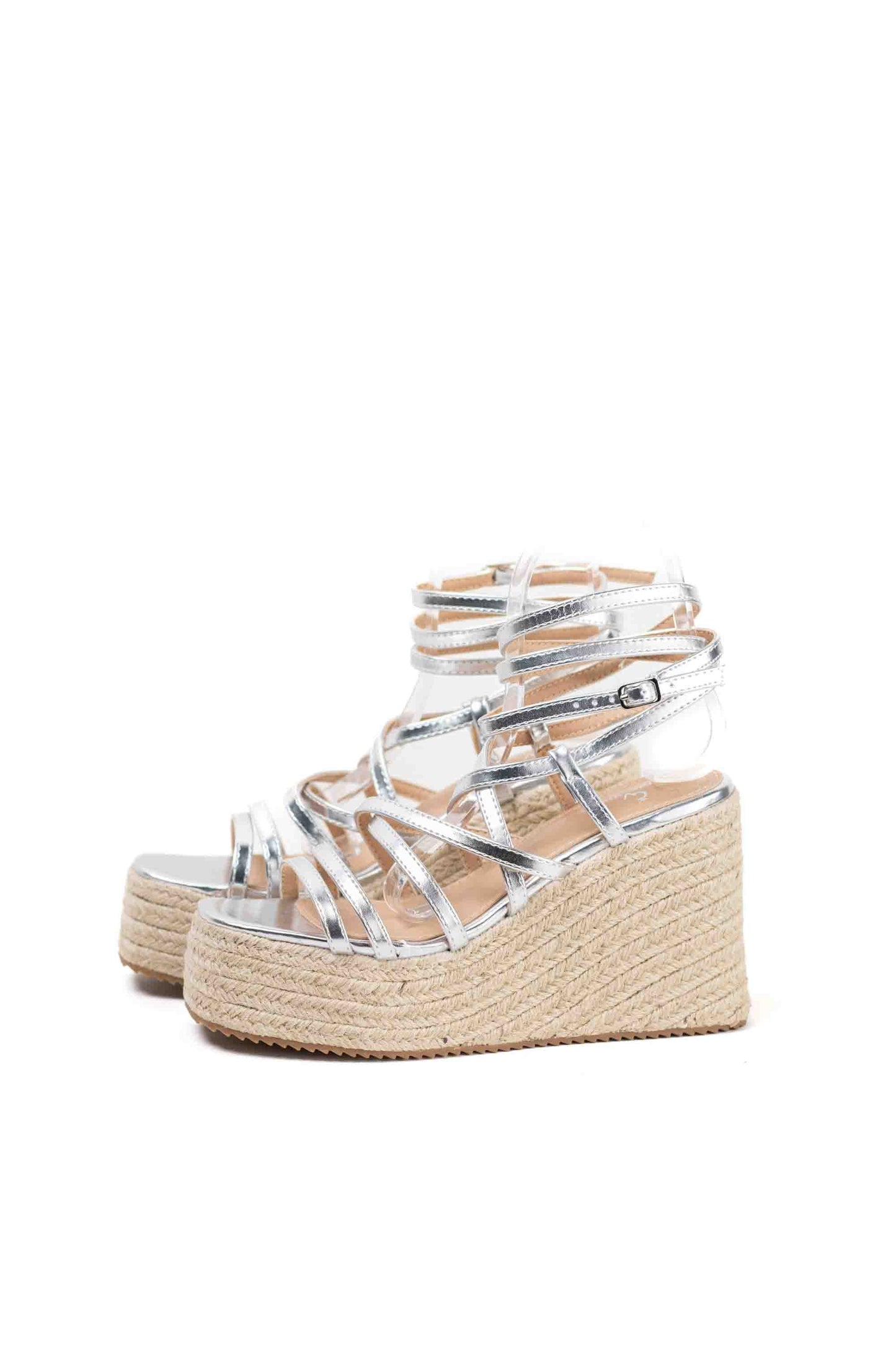 Cuñas de Esparto Metálicas con Tiras Elegantes y Plataforma