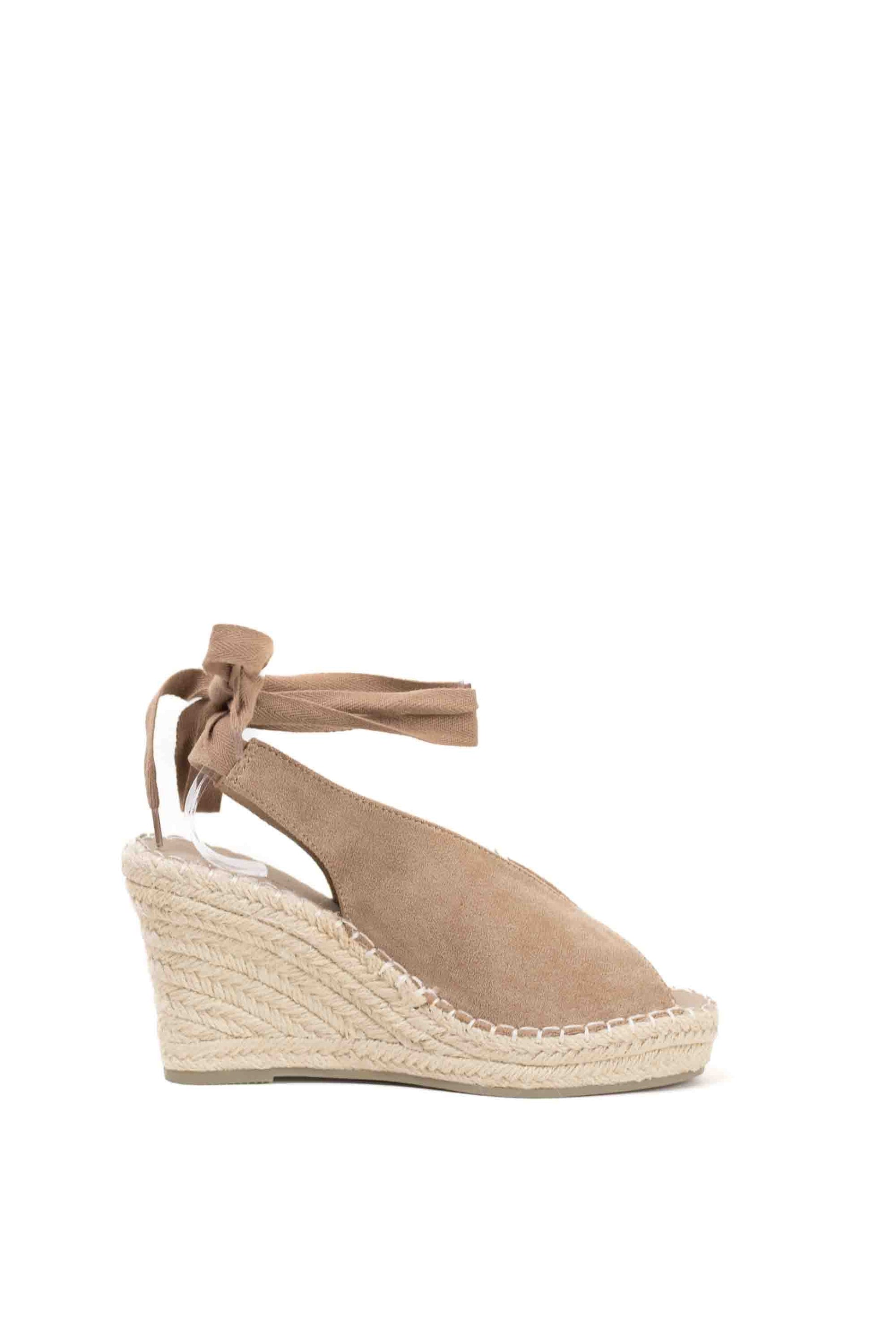 alpargatas cunas espartos altas con plataforma con cintas estilo bohemia Taupe 39