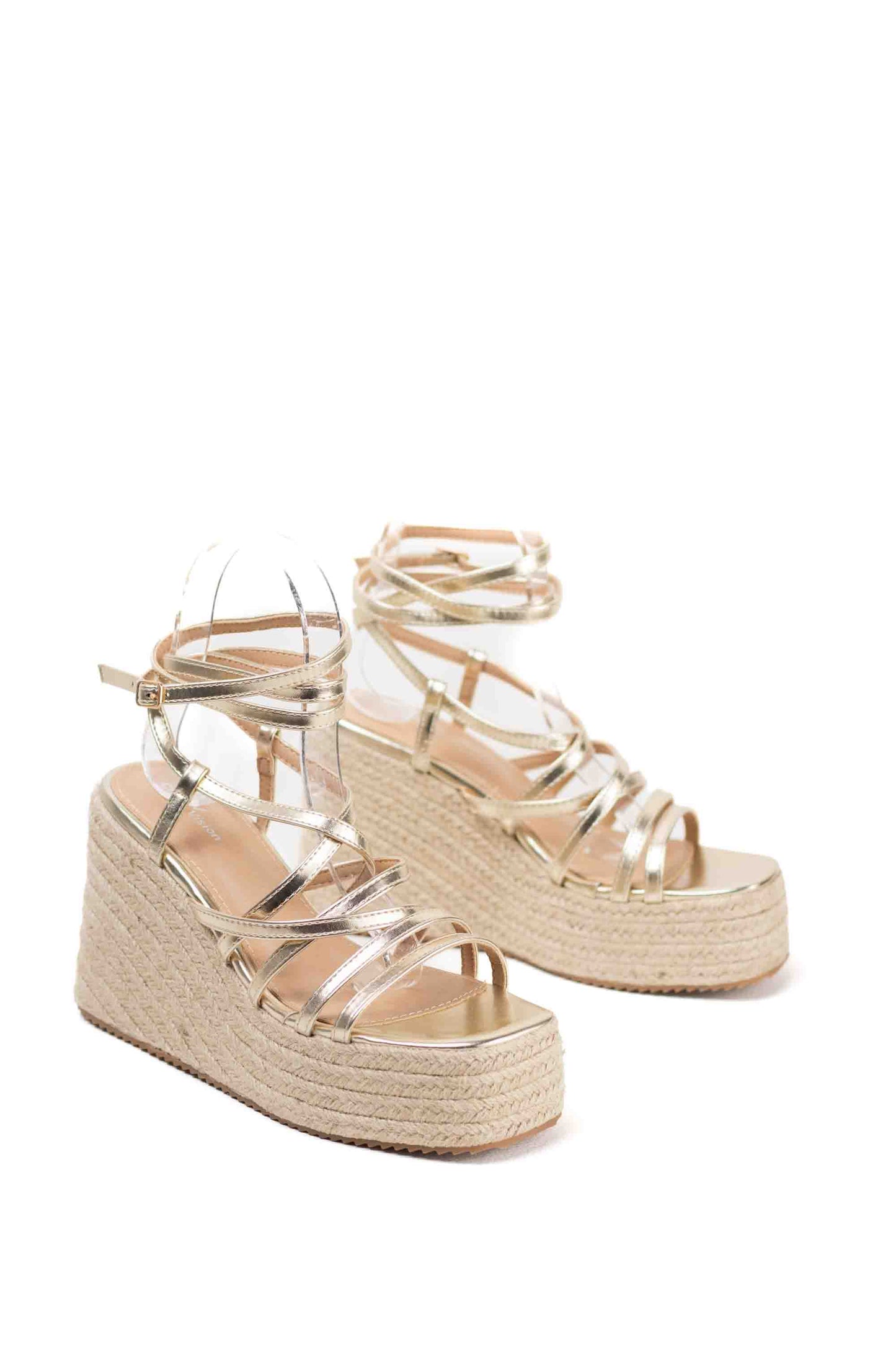 Cuñas de Esparto Metálicas con Tiras Elegantes y Plataforma