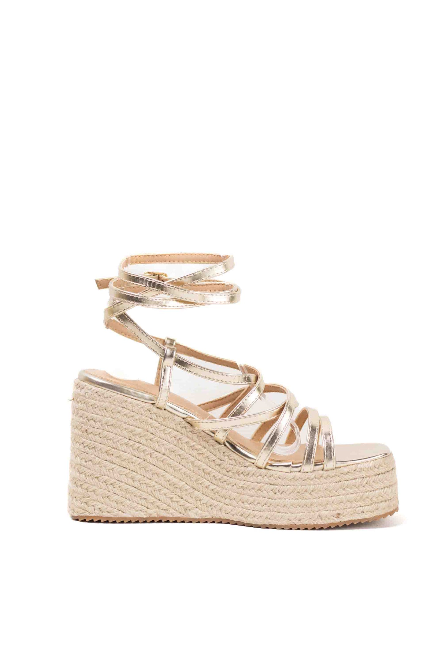 Cuñas de Esparto Metálicas con Tiras Elegantes y Plataforma