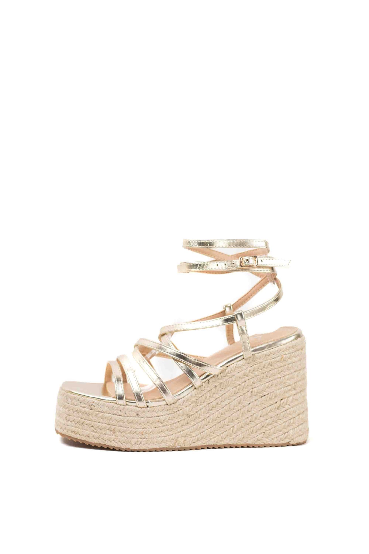 Cuñas de Esparto Metálicas con Tiras Elegantes y Plataforma