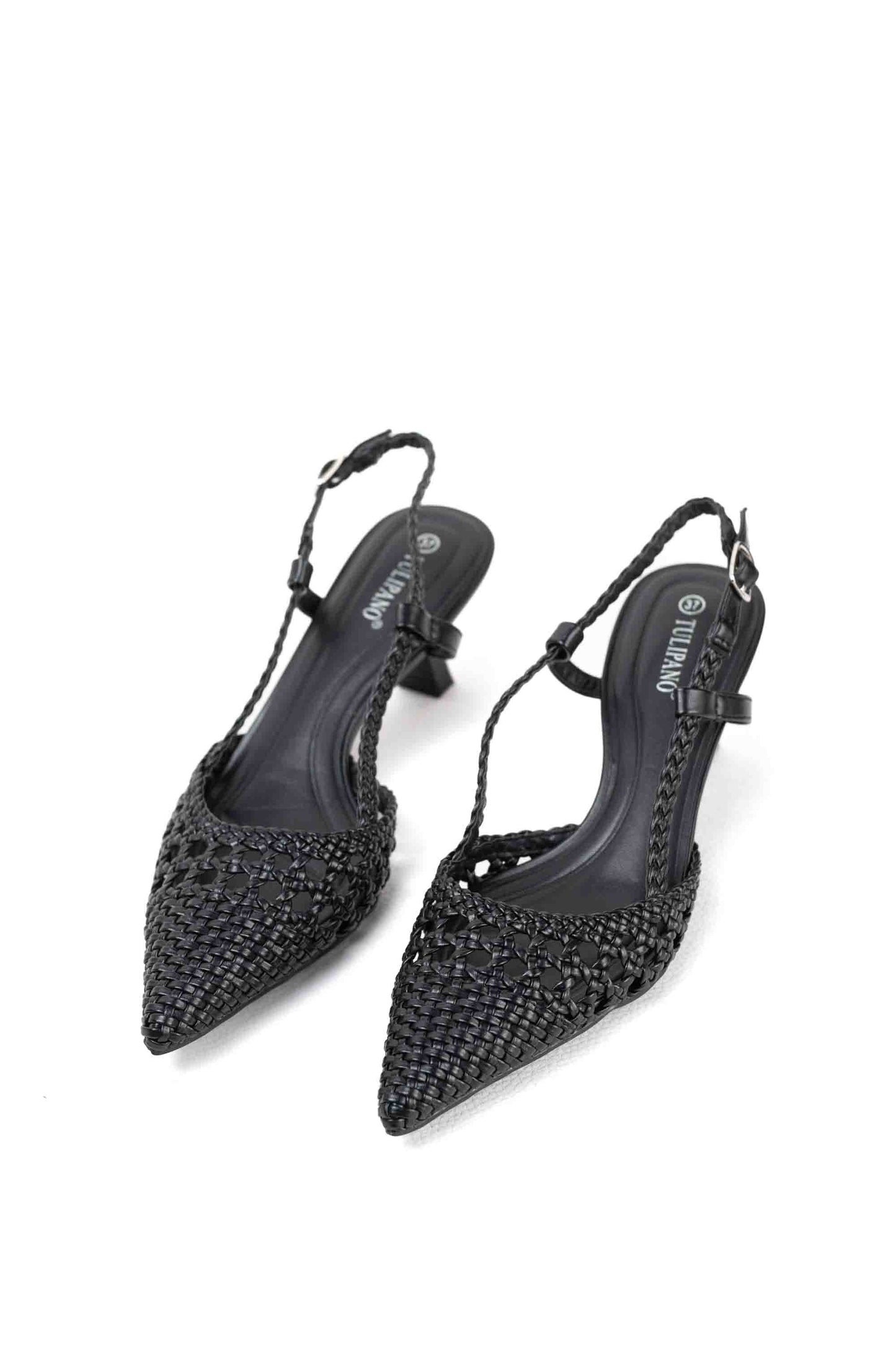 sandalias doradas de puntera puntiaguda con strass tacon chico Negro 36