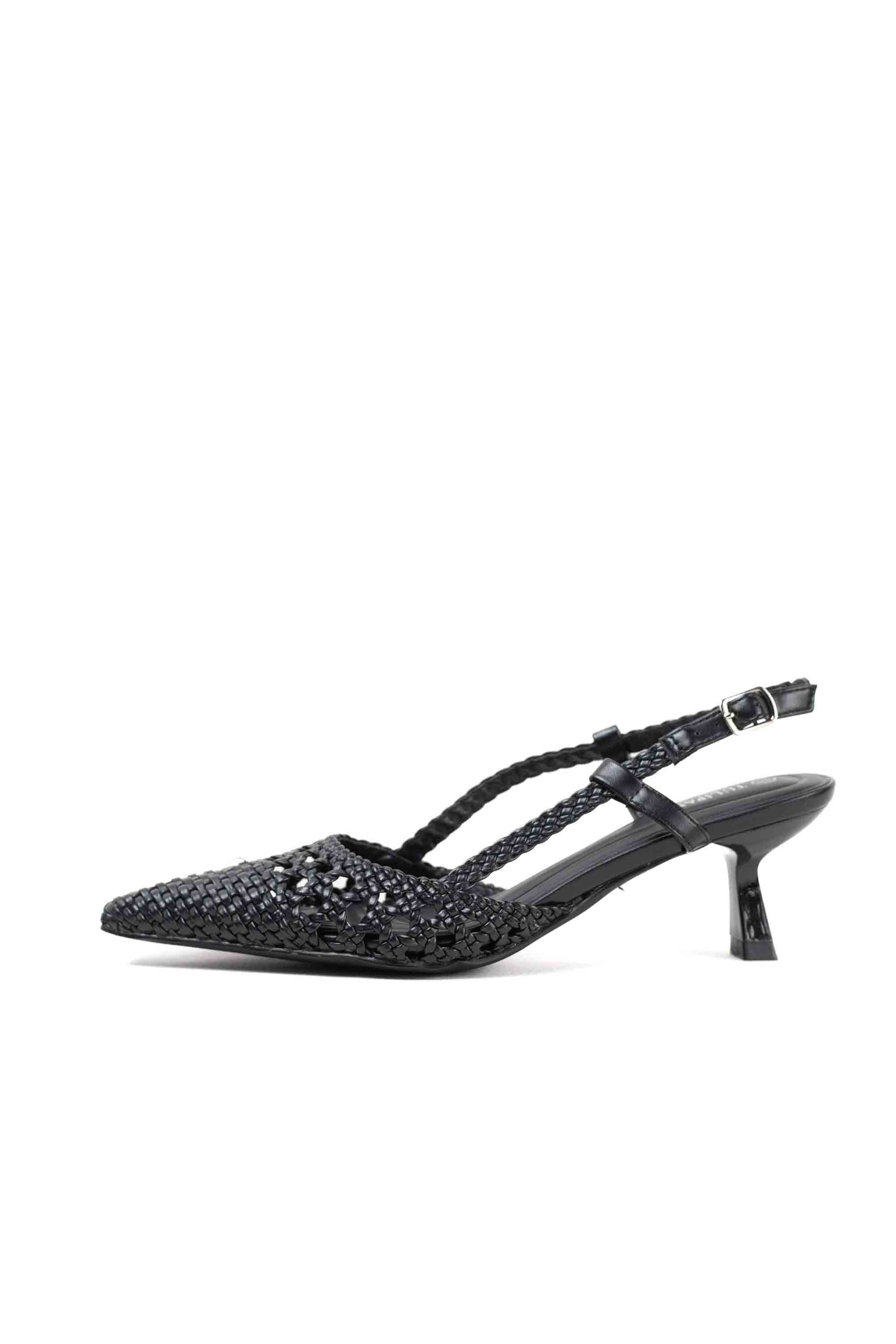 sandalias doradas de puntera puntiaguda con strass tacon chico Negro 39