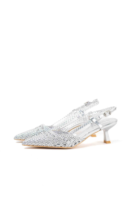 sandalias doradas de puntera puntiaguda con strass tacon chico Negro 40