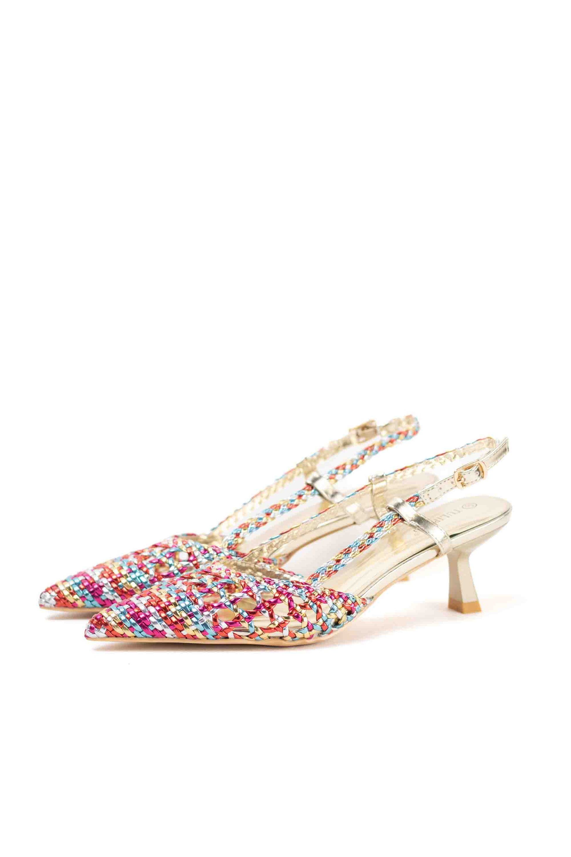 sandalias doradas de puntera puntiaguda con strass tacon chico Plateado 39