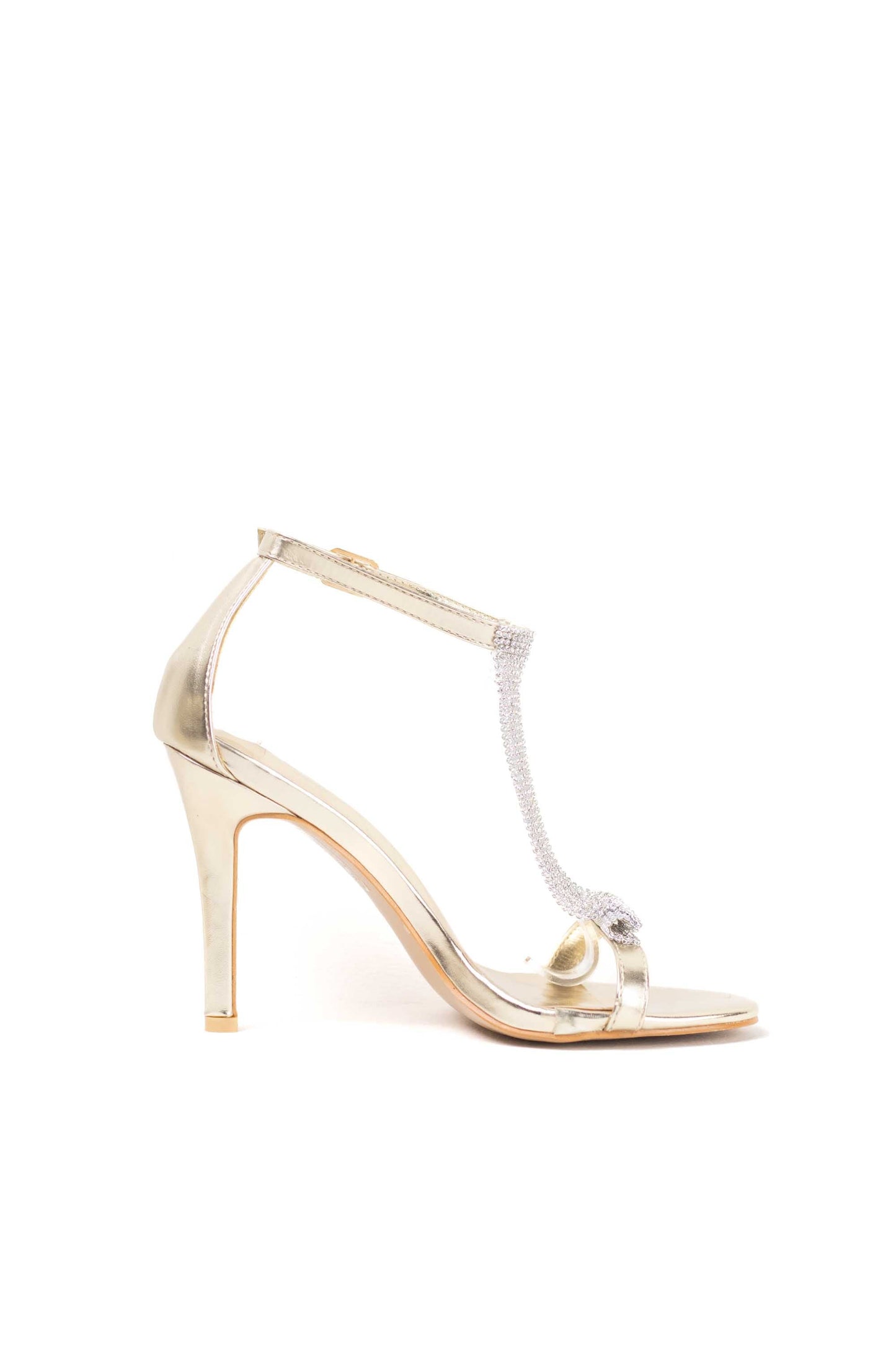 sandalias doradas de tacon alto con detalles de strass GOLD 39