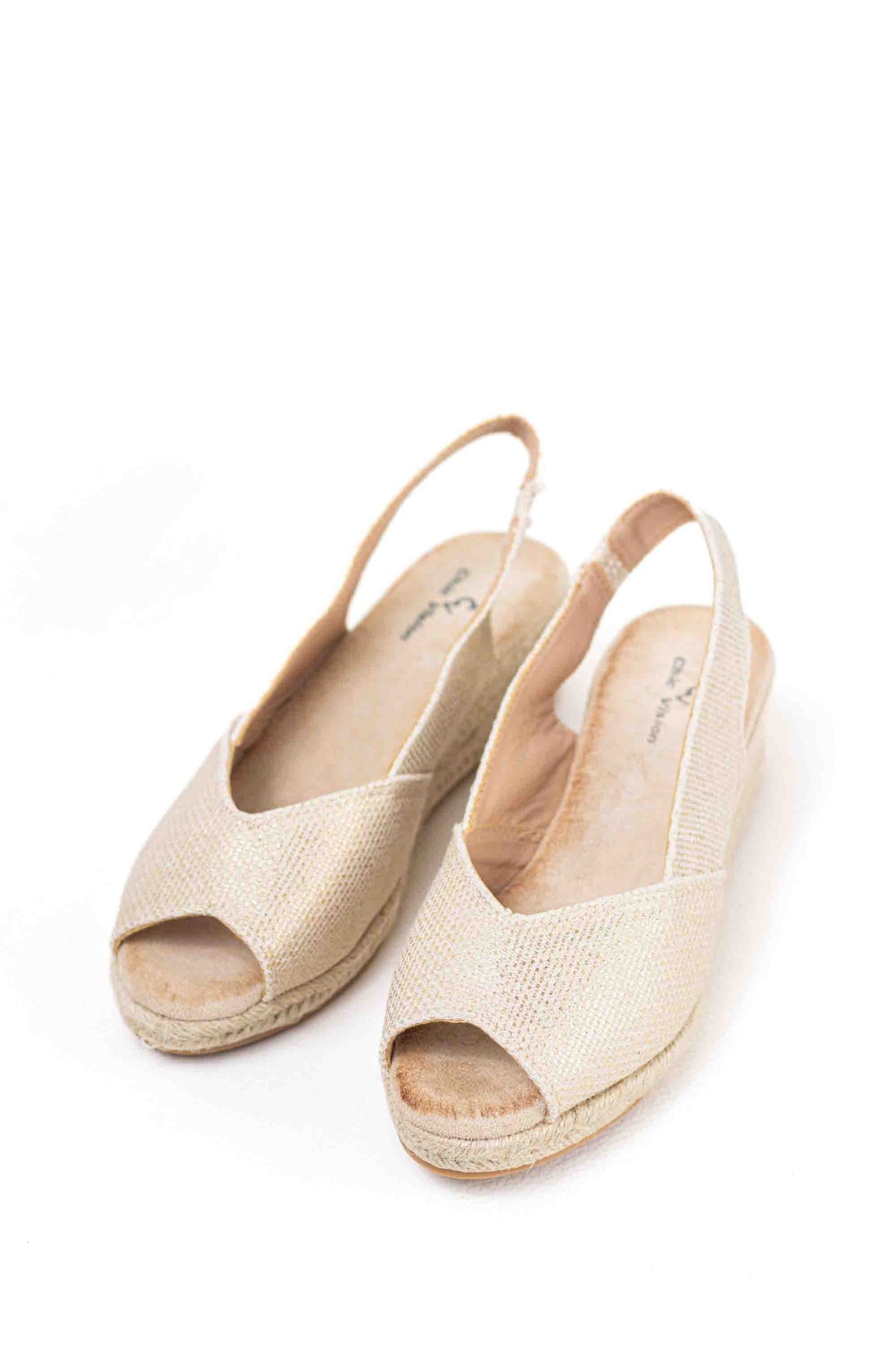 Alpargatas doradas mujer cuña baja de espartos con plataforma plantilla almhoadilla