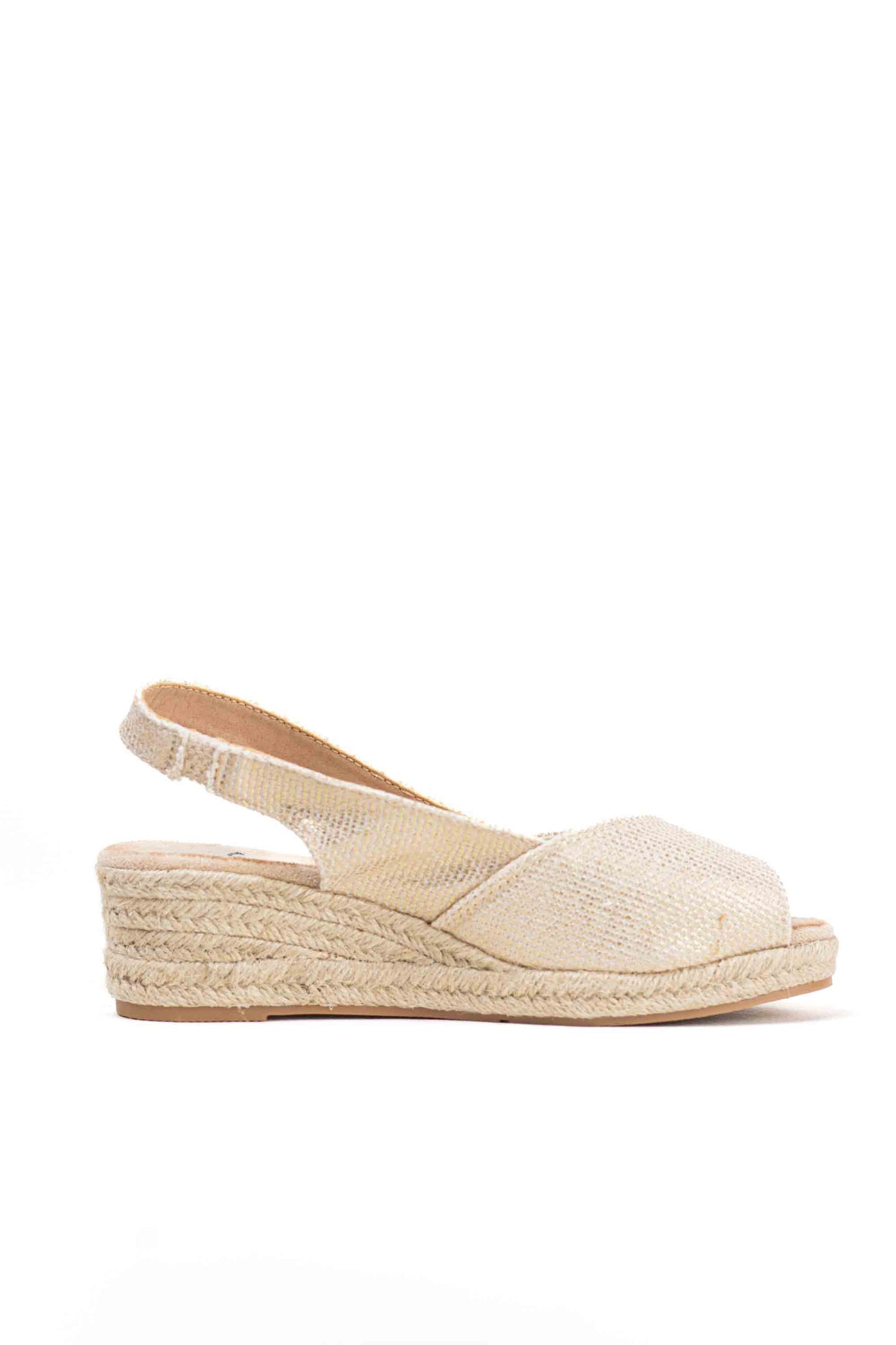 Alpargatas doradas mujer cuña baja de espartos con plataforma plantilla almhoadilla